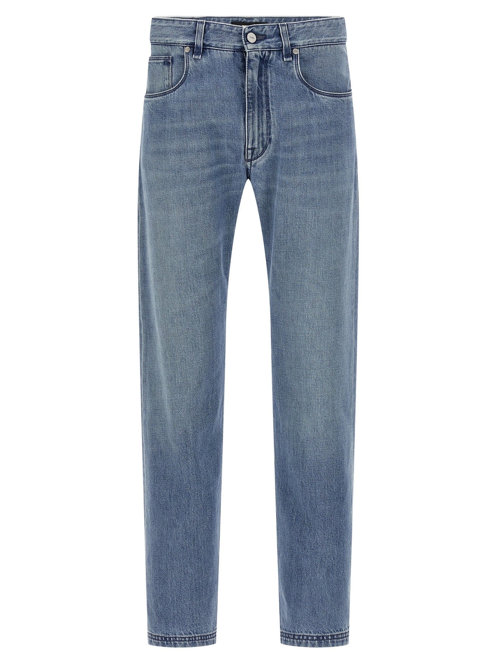Fendi Blue Cotton Straight-Leg Men's Jeans