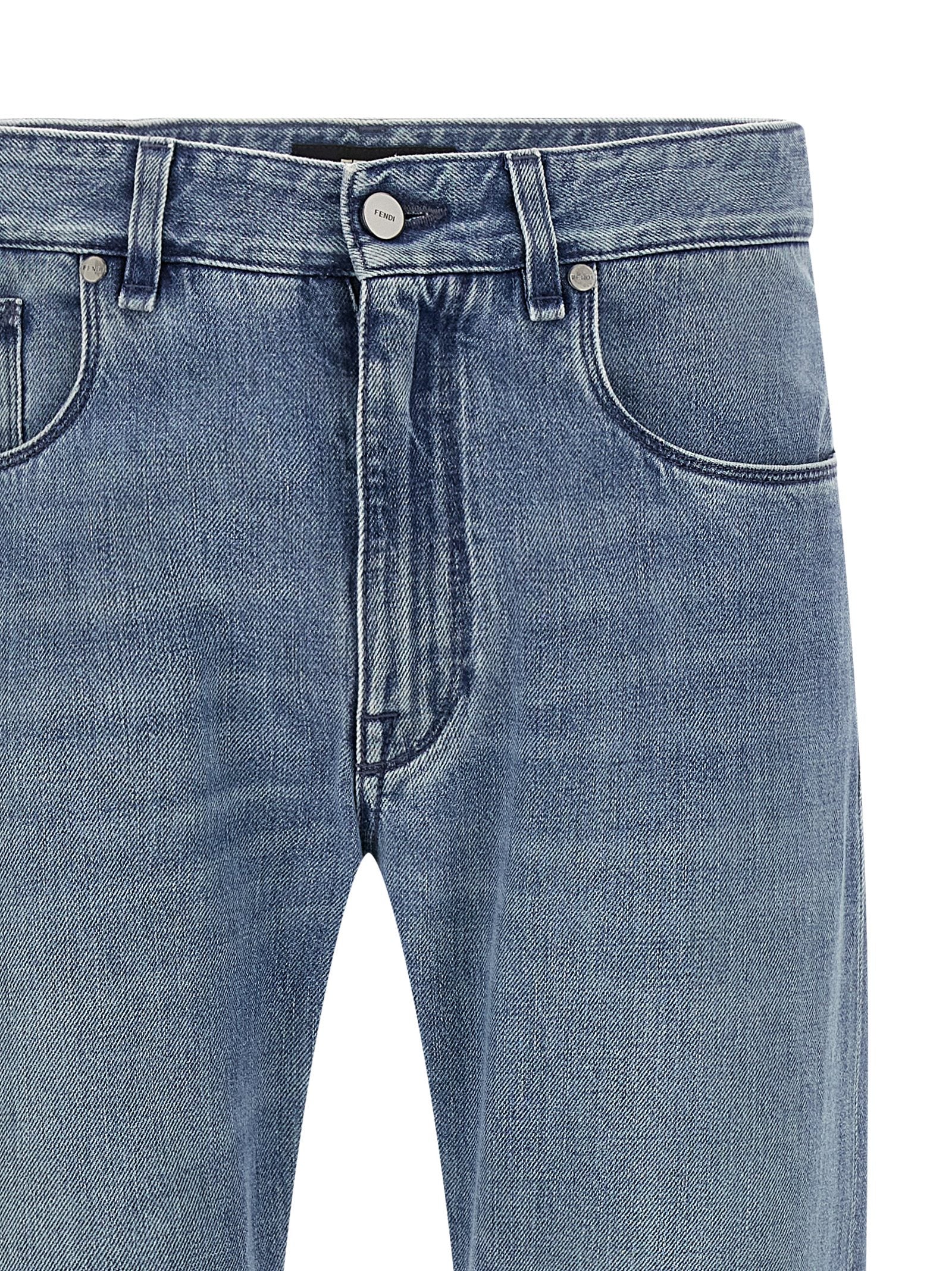 Fendi Blue Cotton Straight-Leg Men's Jeans