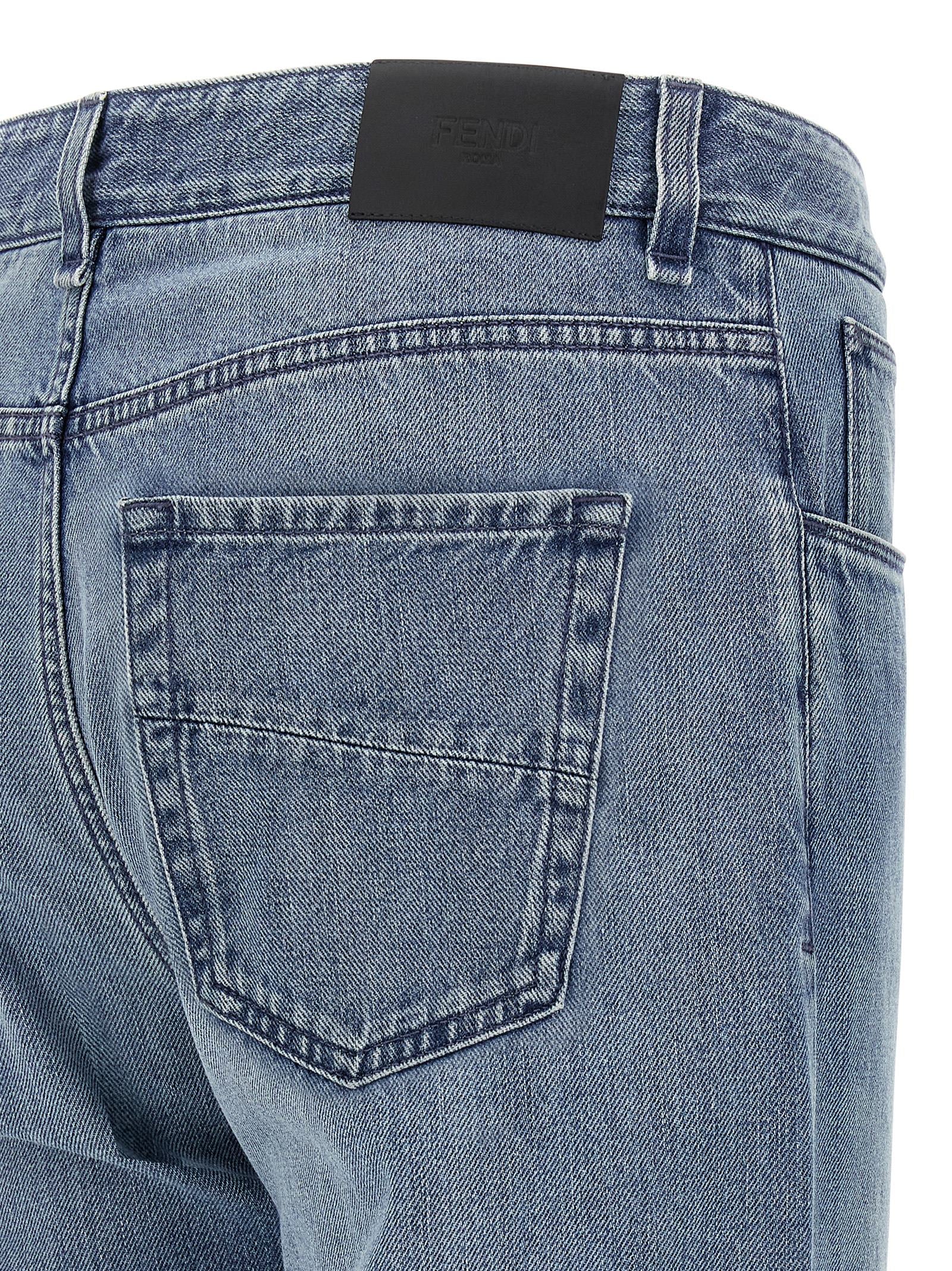 Fendi Blue Cotton Straight-Leg Men's Jeans