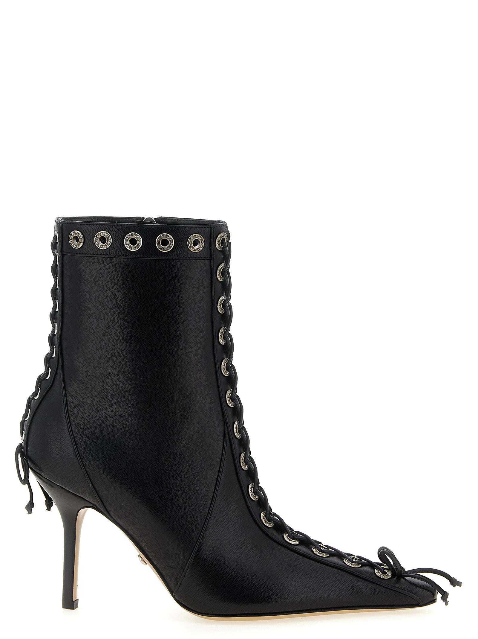 MACH & MACH Black Calfskin Ankle Women's Boots
