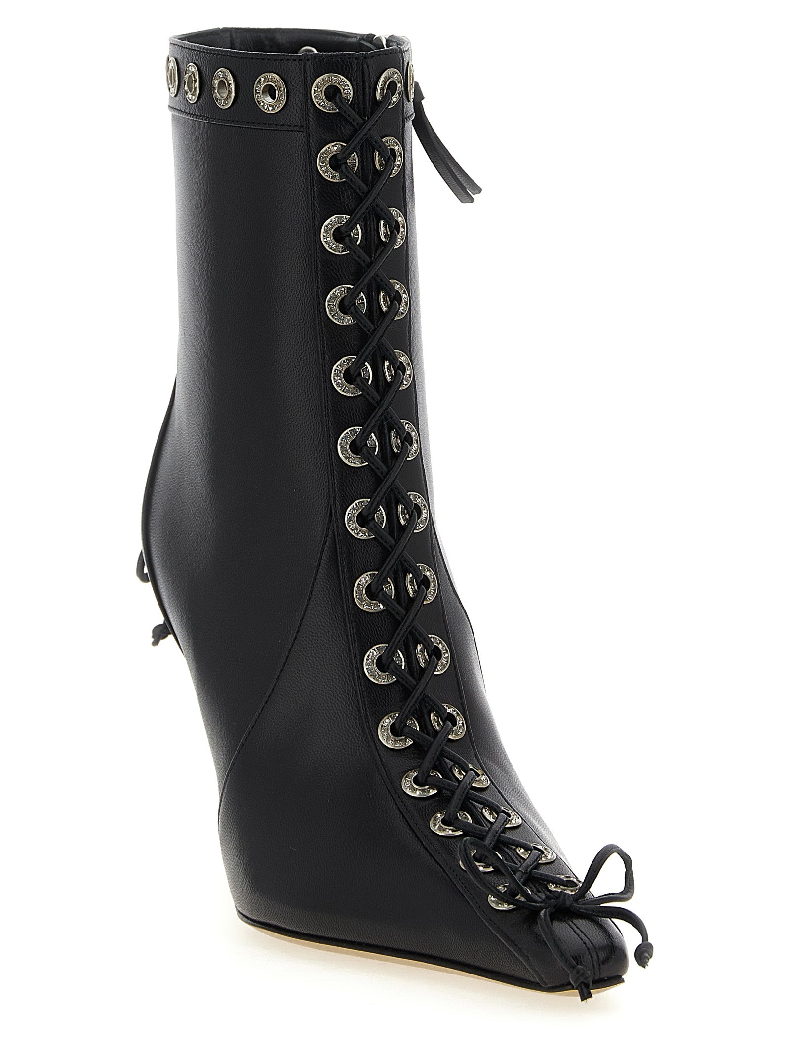 MACH & MACH Black Calfskin Ankle Women's Boots