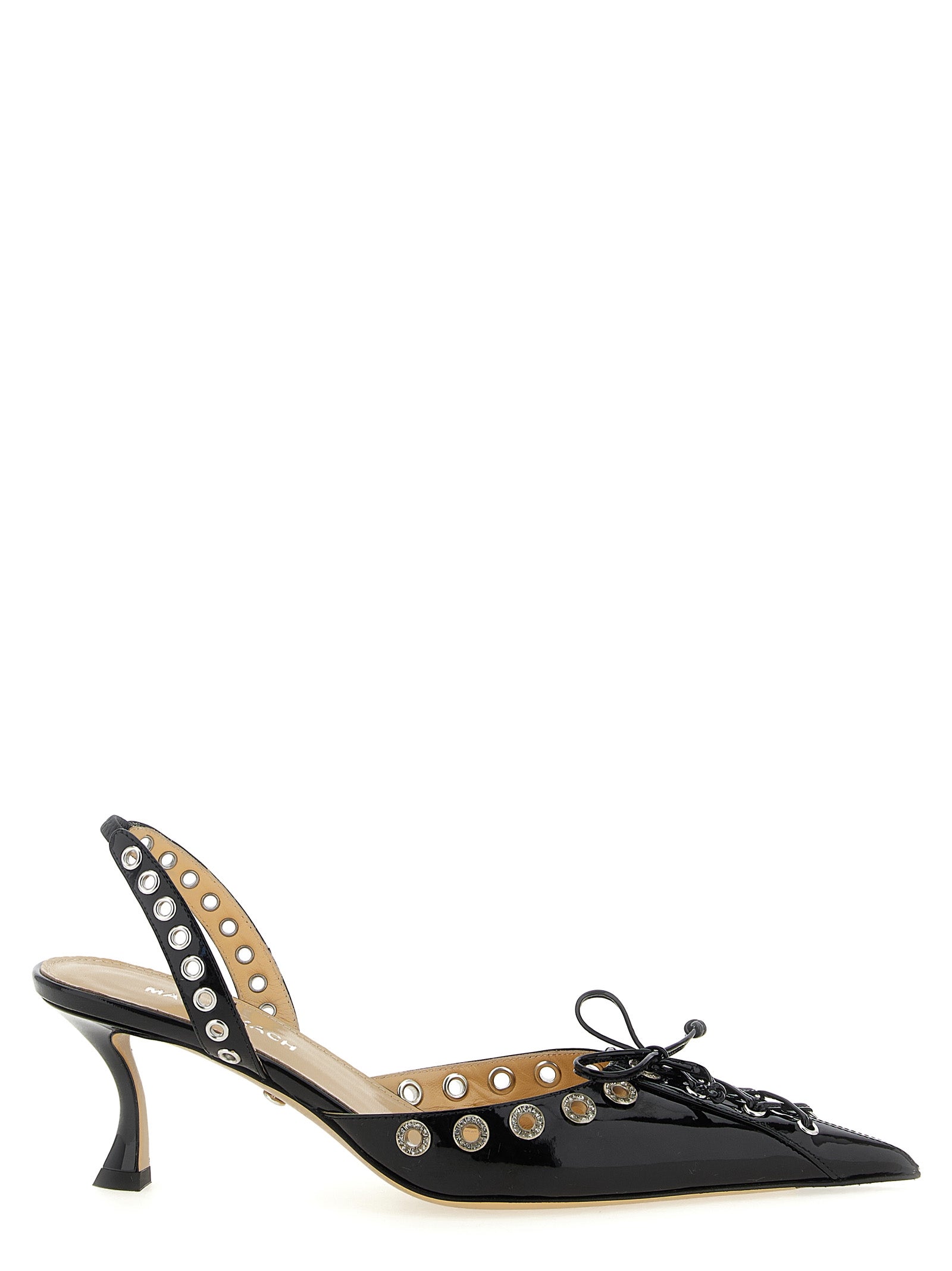 MACH & MACH Black Calfskin Mid Heel Women's Pumps