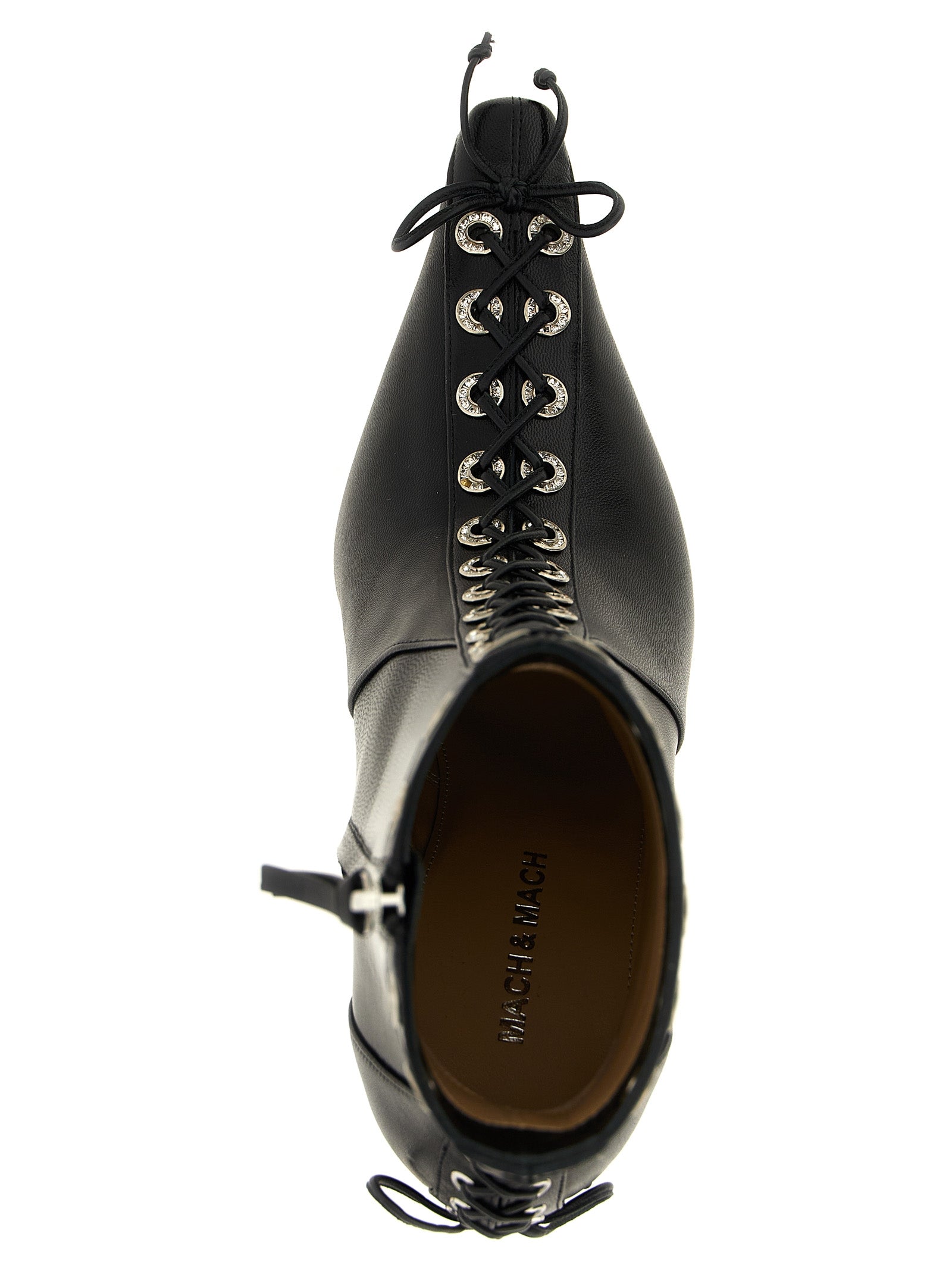 MACH & MACH Black Calfskin Ankle Women's Boots