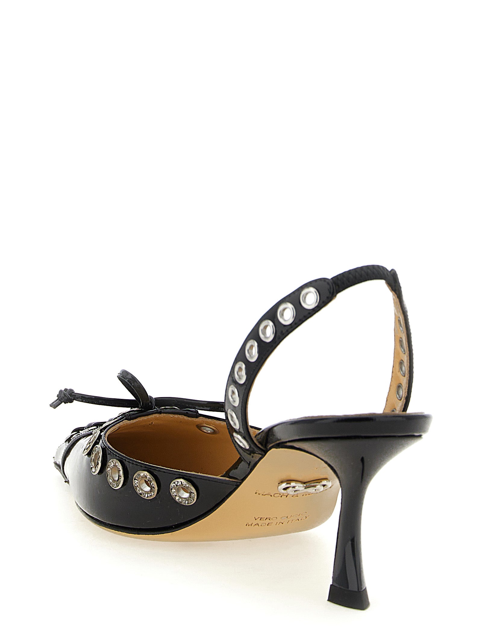 MACH & MACH Black Calfskin Mid Heel Women's Pumps