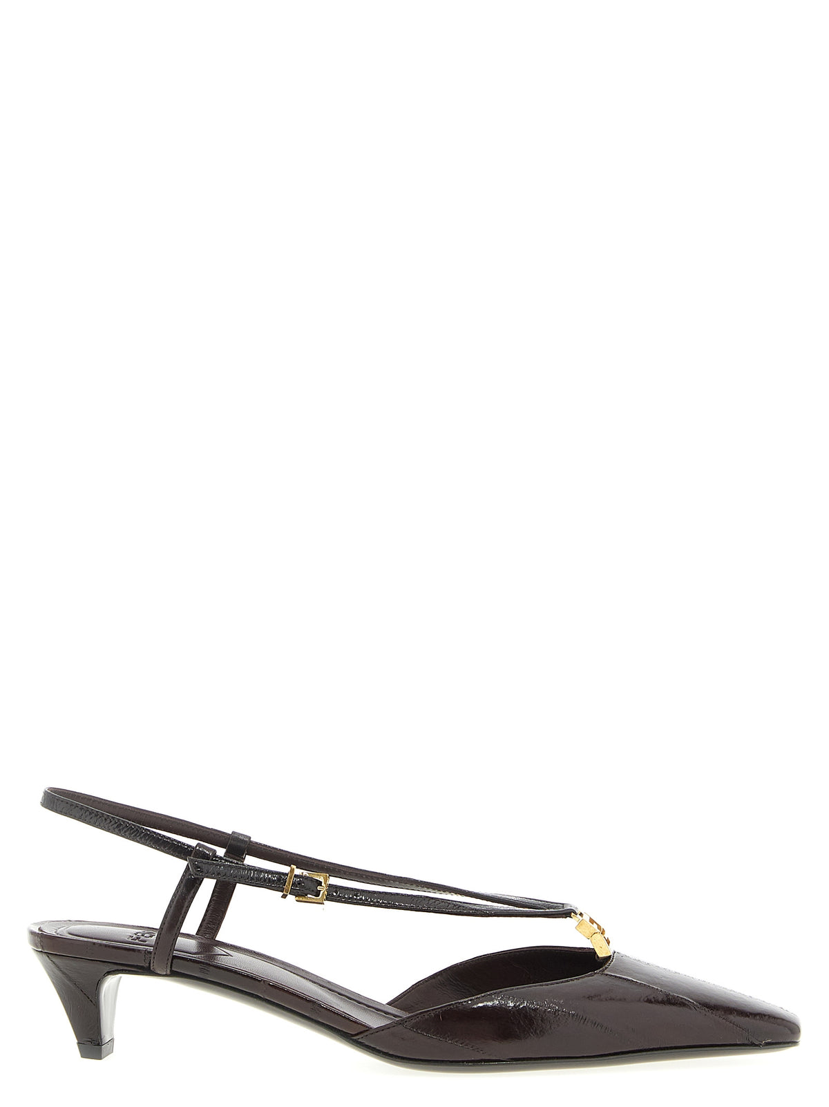 Fendi Brown Lamb Leather Mid Heel Women's Pumps