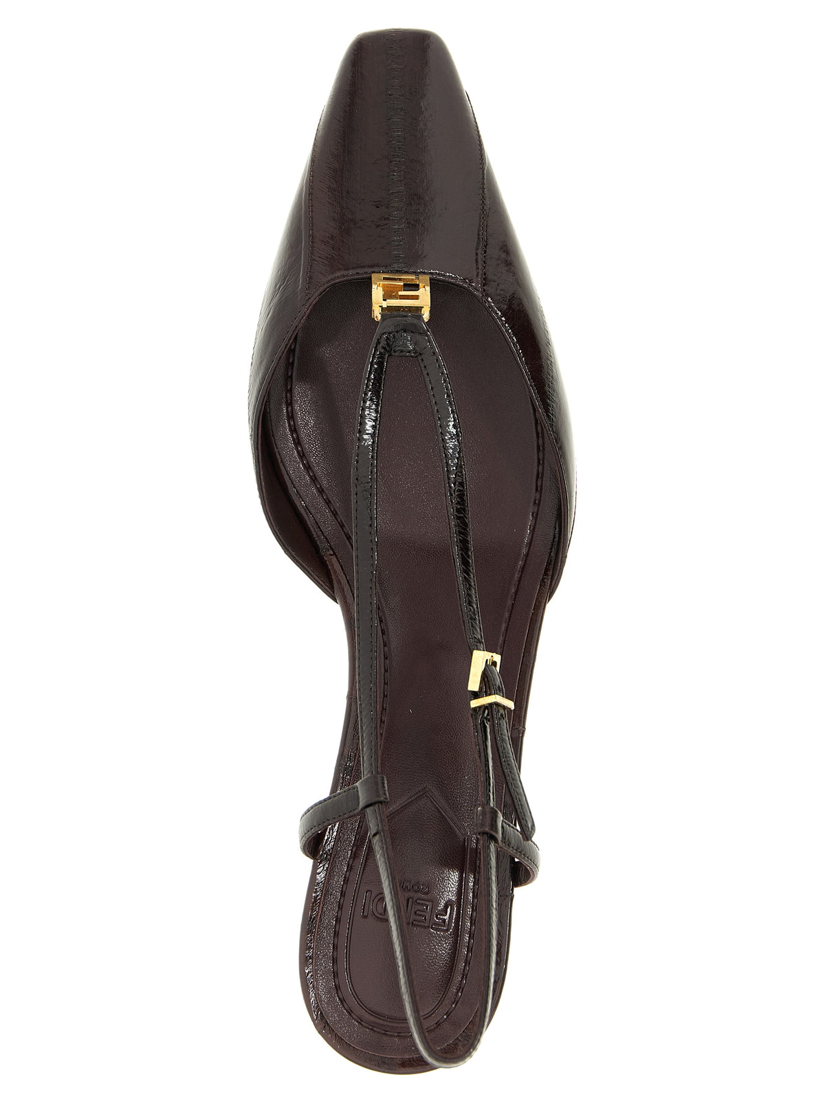 Fendi Brown Lamb Leather Mid Heel Women's Pumps