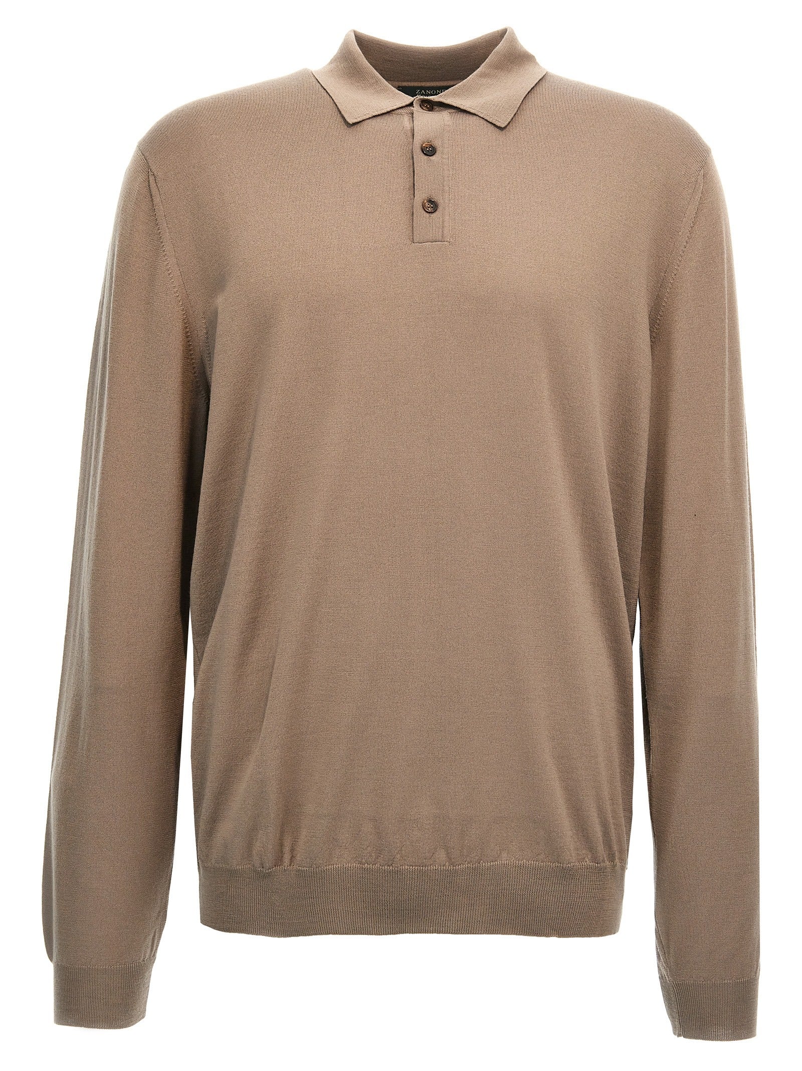 ZANONE Beige Virgin Wool Polo Men's Shirt