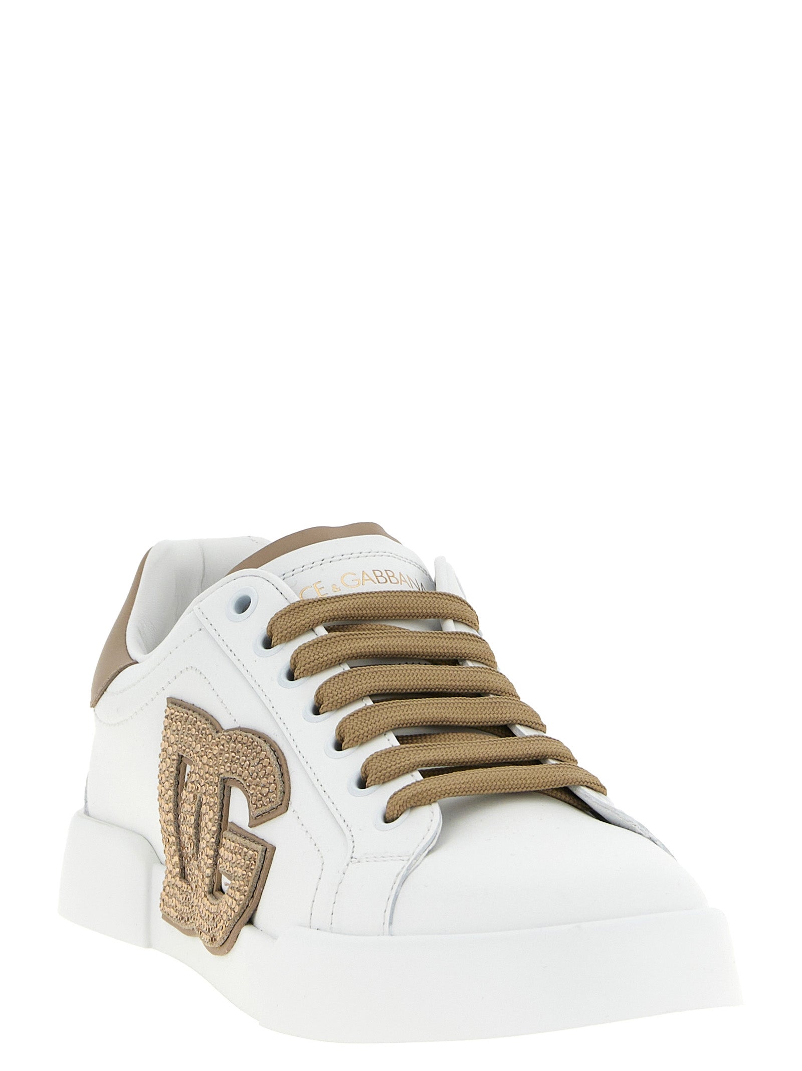 Dolce & Gabbana Beige Calfskin Women's Sneakers