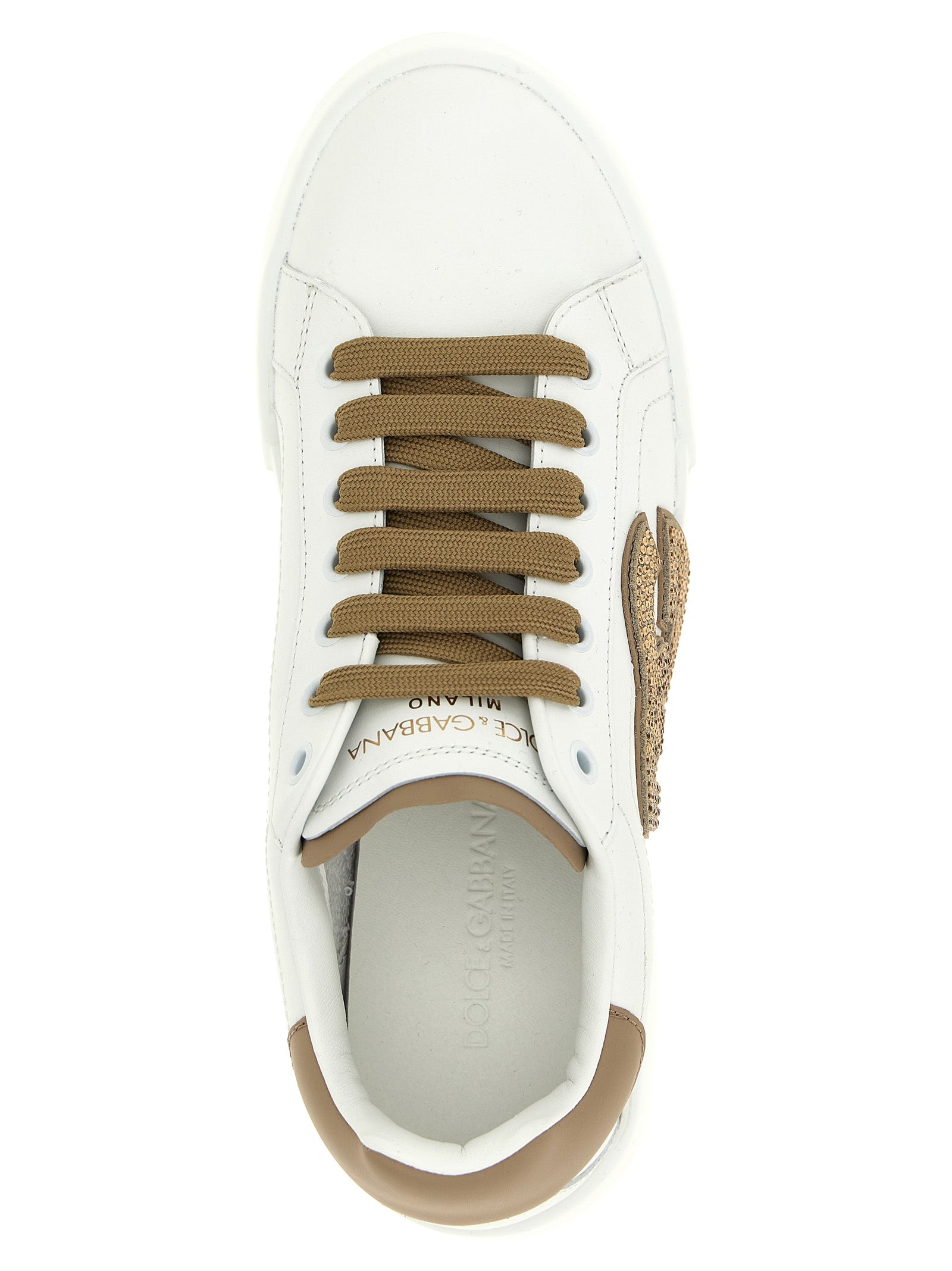 Dolce & Gabbana Beige Calfskin Women's Sneakers
