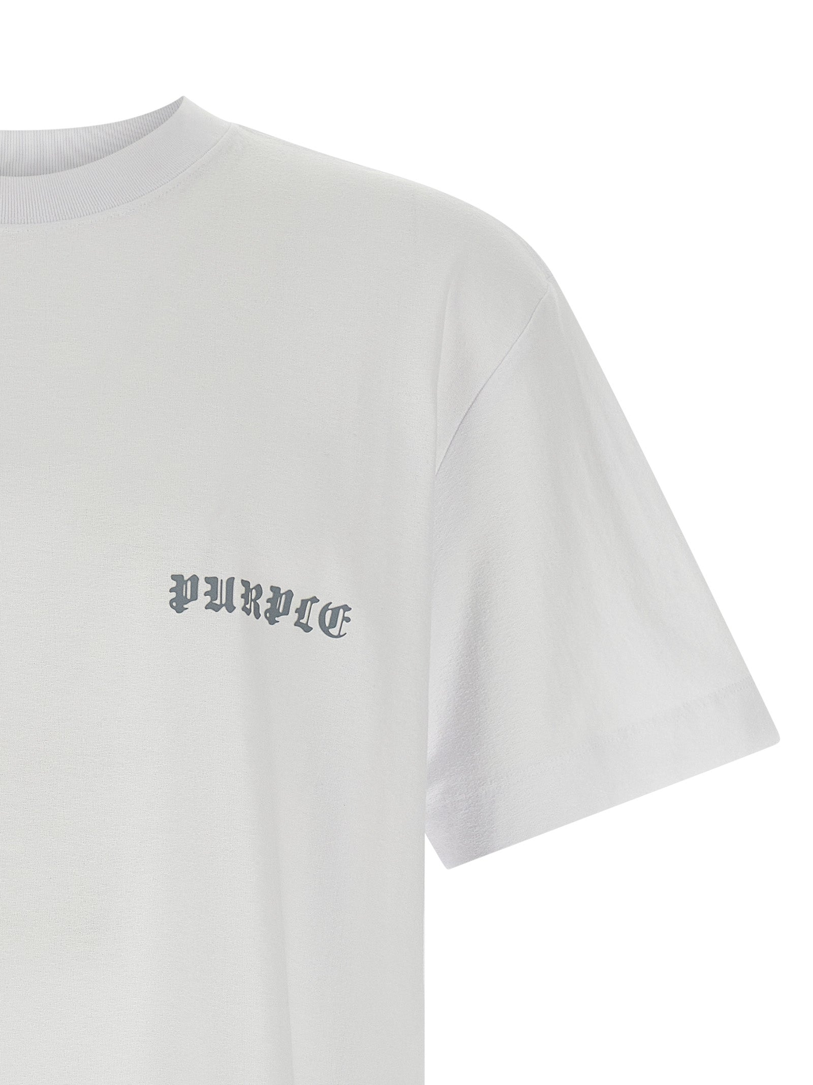 PURPLE White Cotton Men's T-Shirt