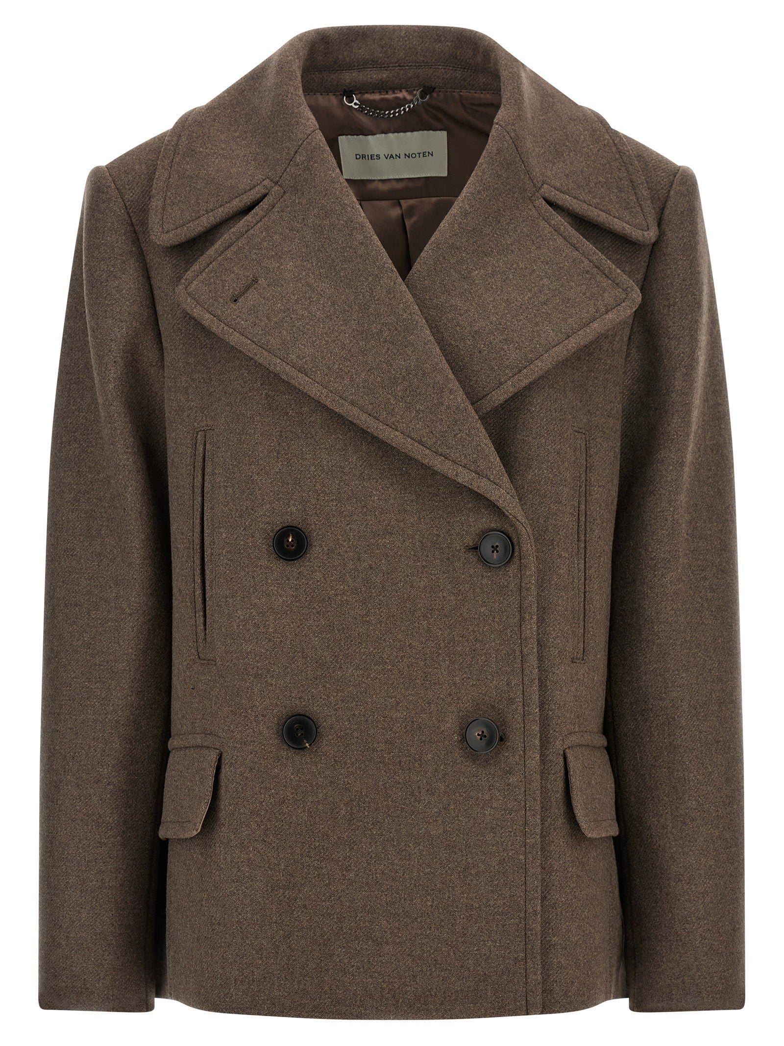 Dries Van Noten Brown Wool Women's Coat