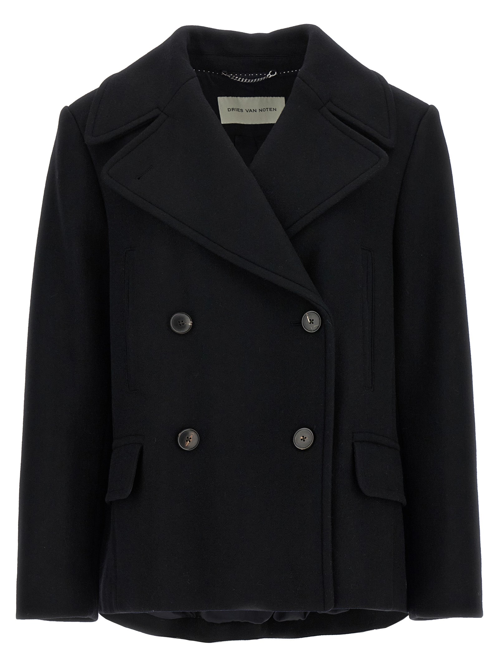 Dries Van Noten Black Wool Women's Coat
