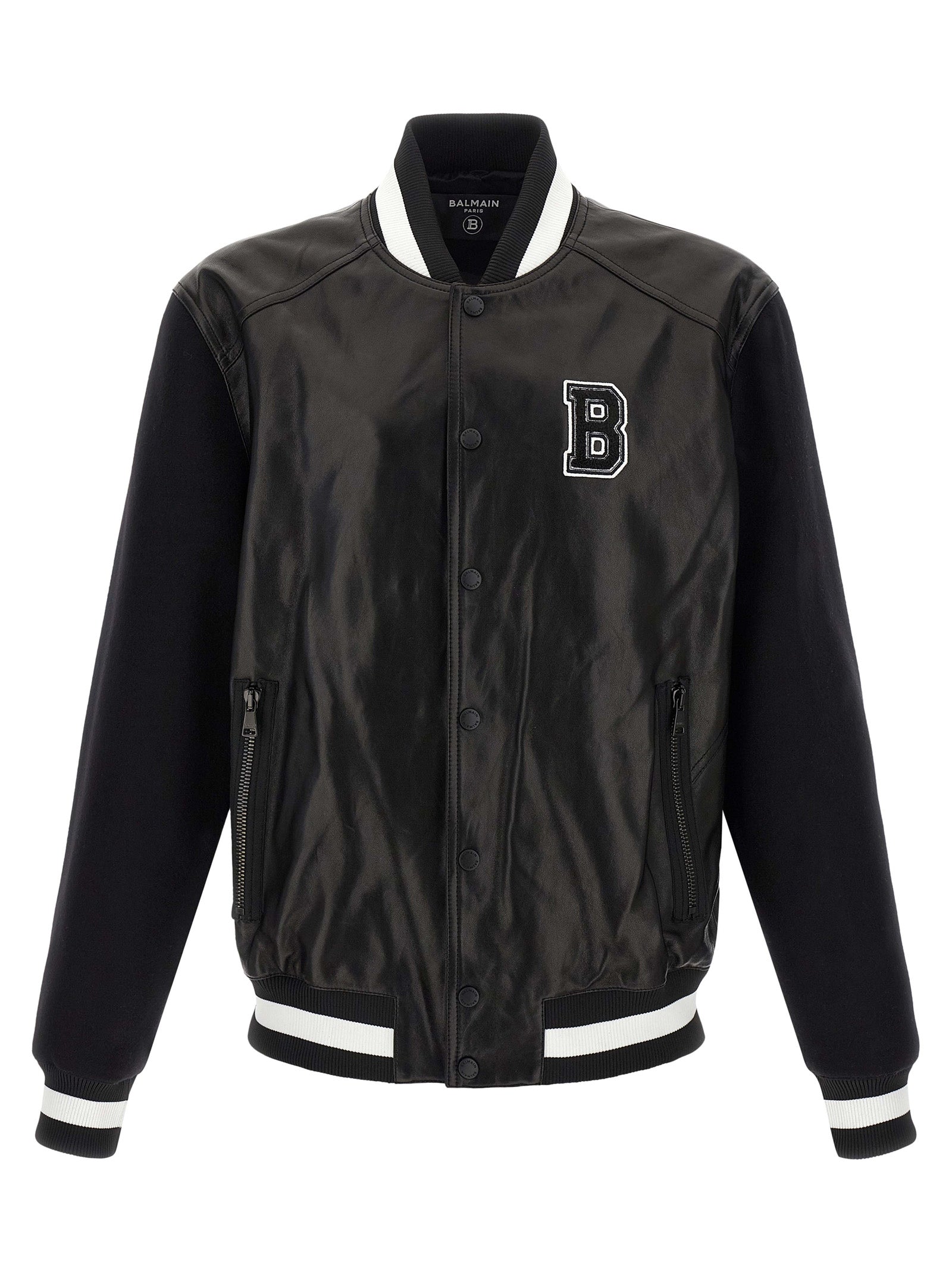 Balmain Bicolor Lamb Leather Leather Men's Jacket