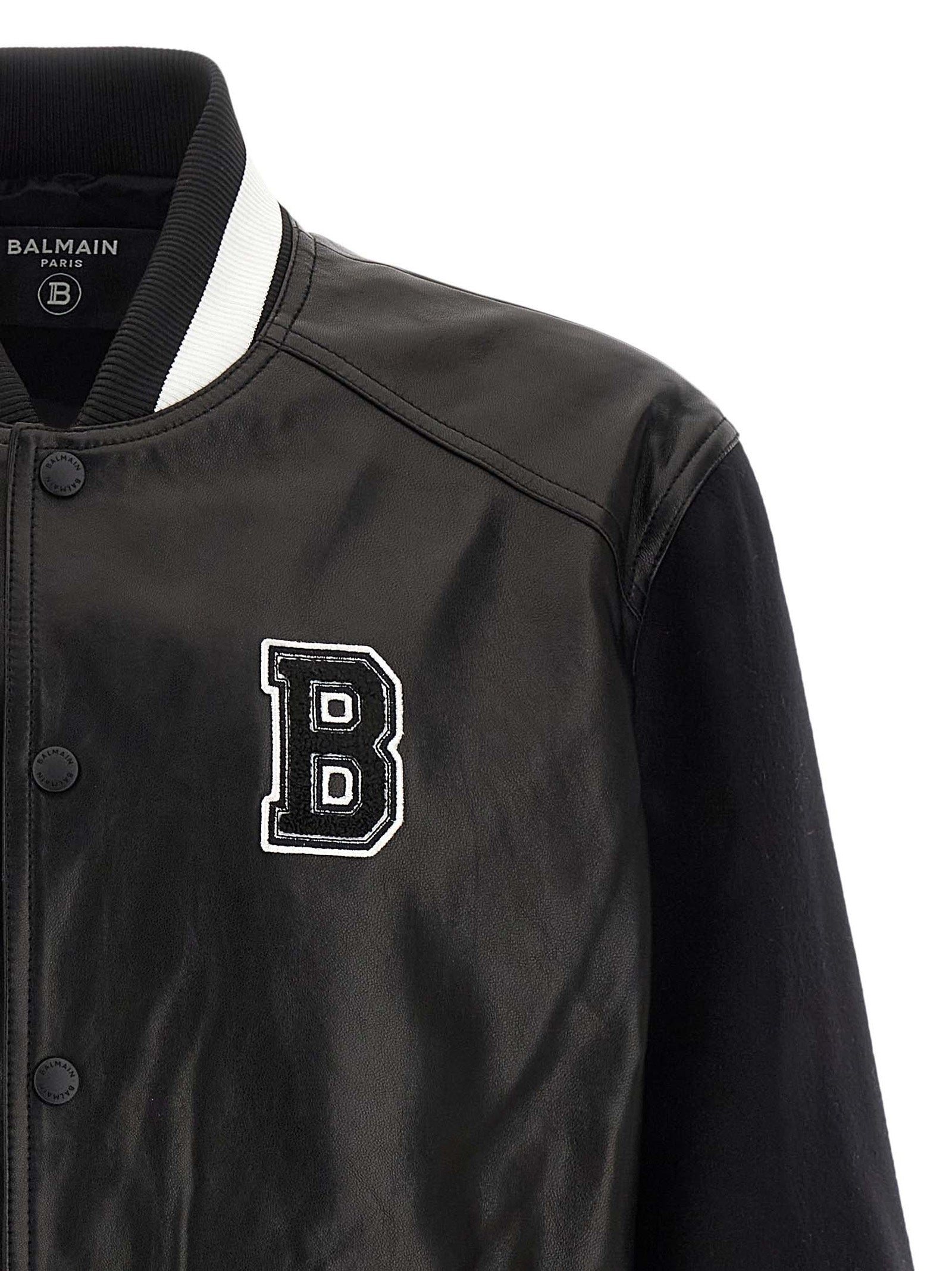 Balmain Bicolor Lamb Leather Leather Men's Jacket