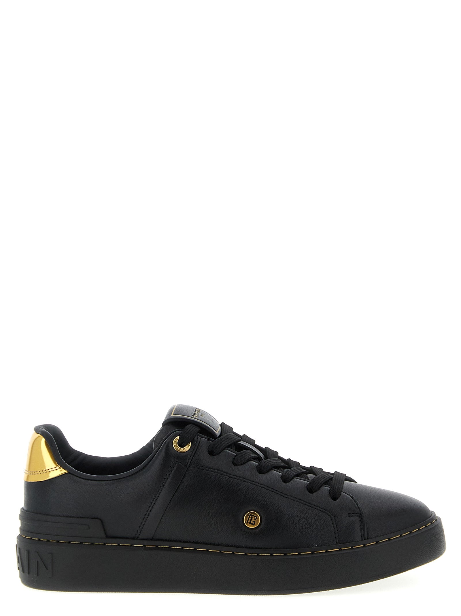 Balmain Black Lamb Leather Low Top Women's Sneakers
