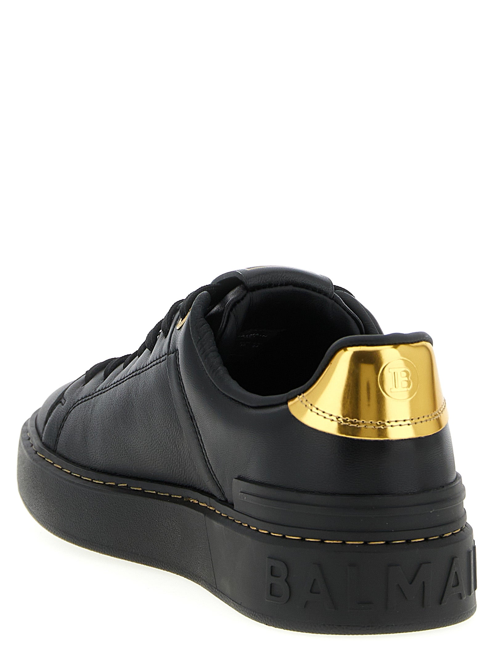 Balmain Black Lamb Leather Low Top Women's Sneakers