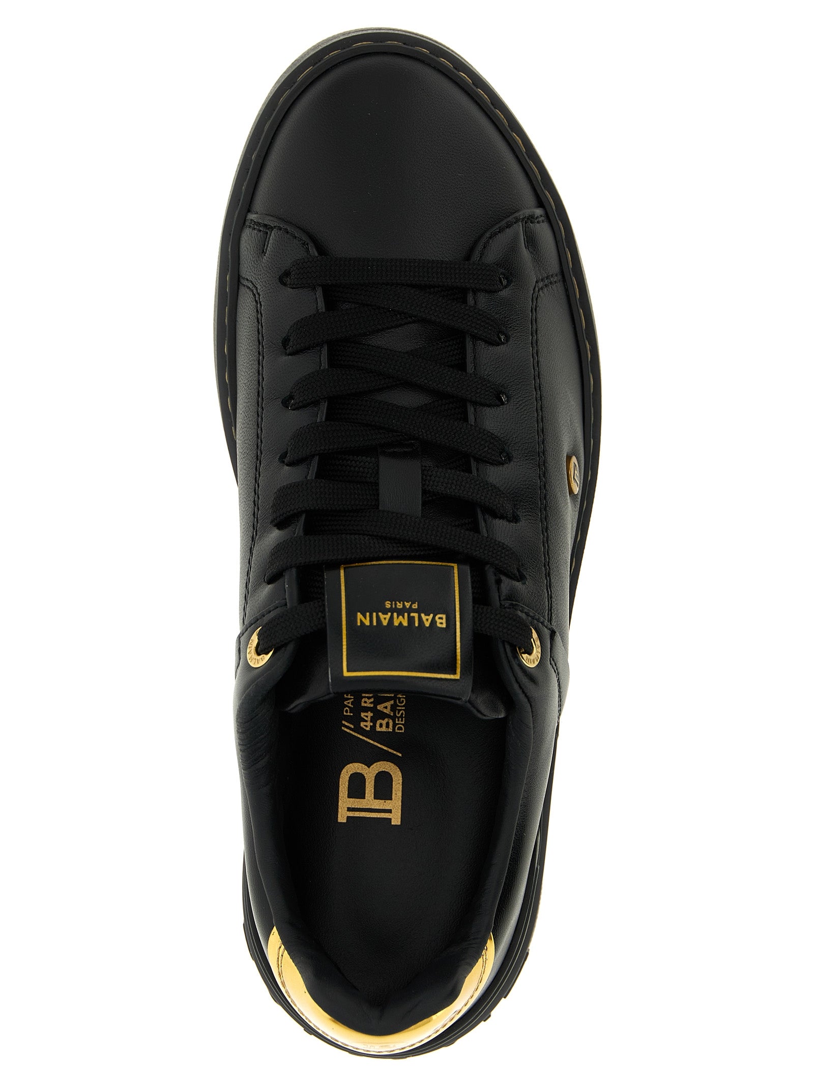Balmain Black Lamb Leather Low Top Women's Sneakers