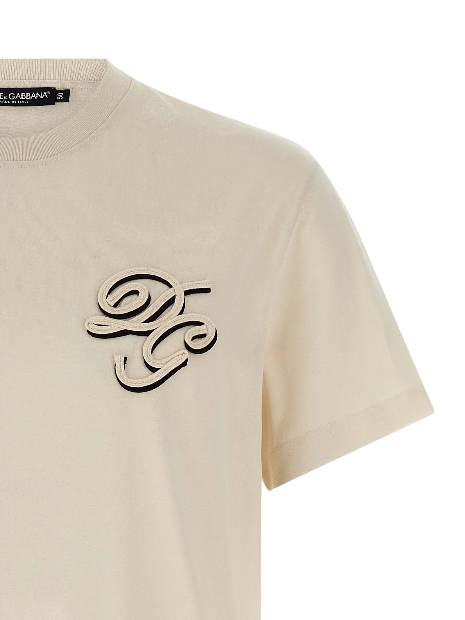Dolce & Gabbana Beige Cotton Men's T-Shirt