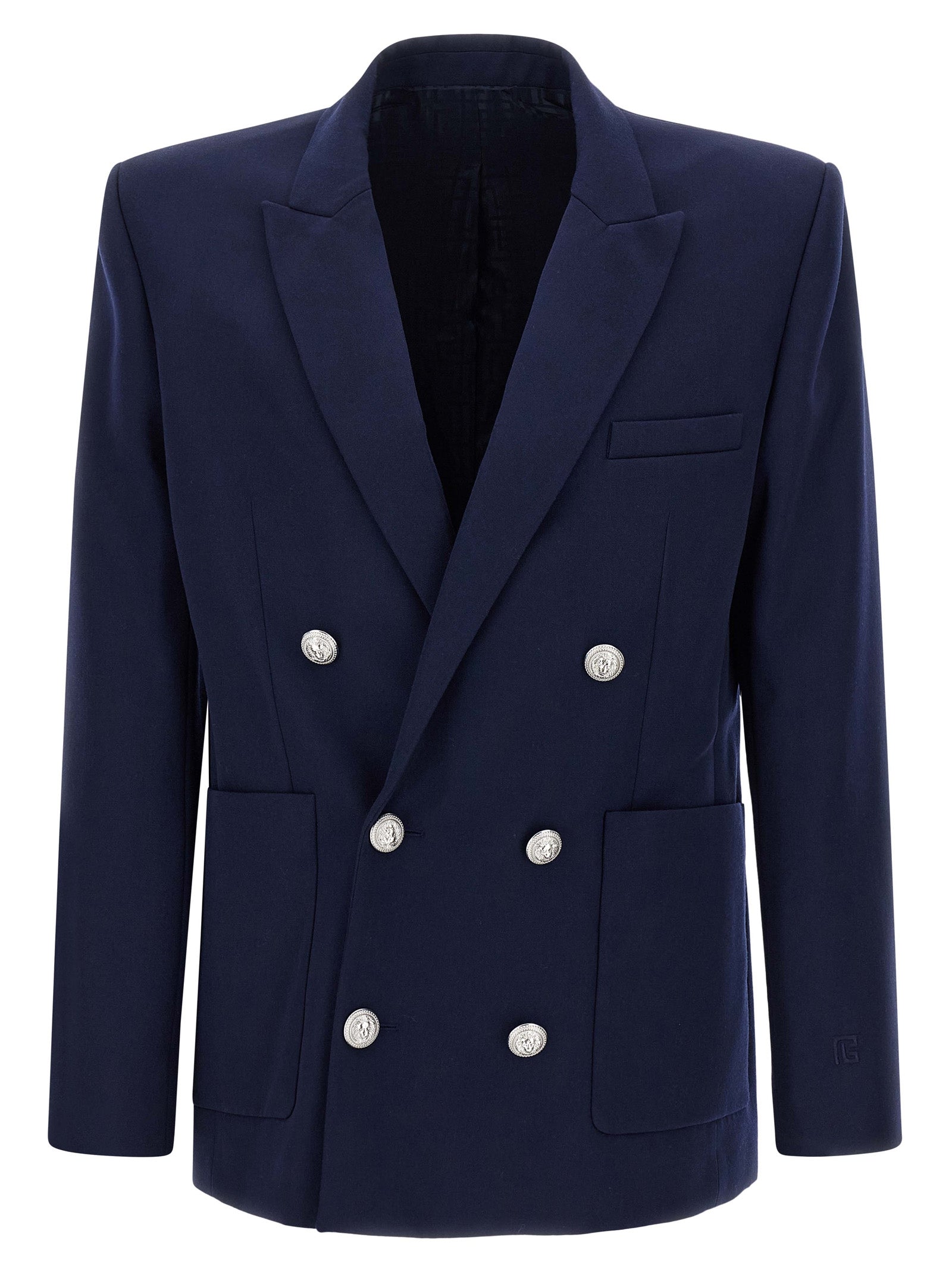Balmain Blue Virgin Wool Men's Blazer