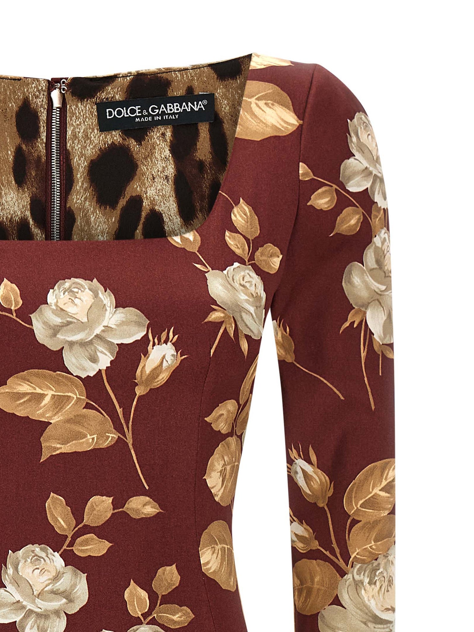 Dolce & Gabbana Multicolor Elastane Midi Women's Dress