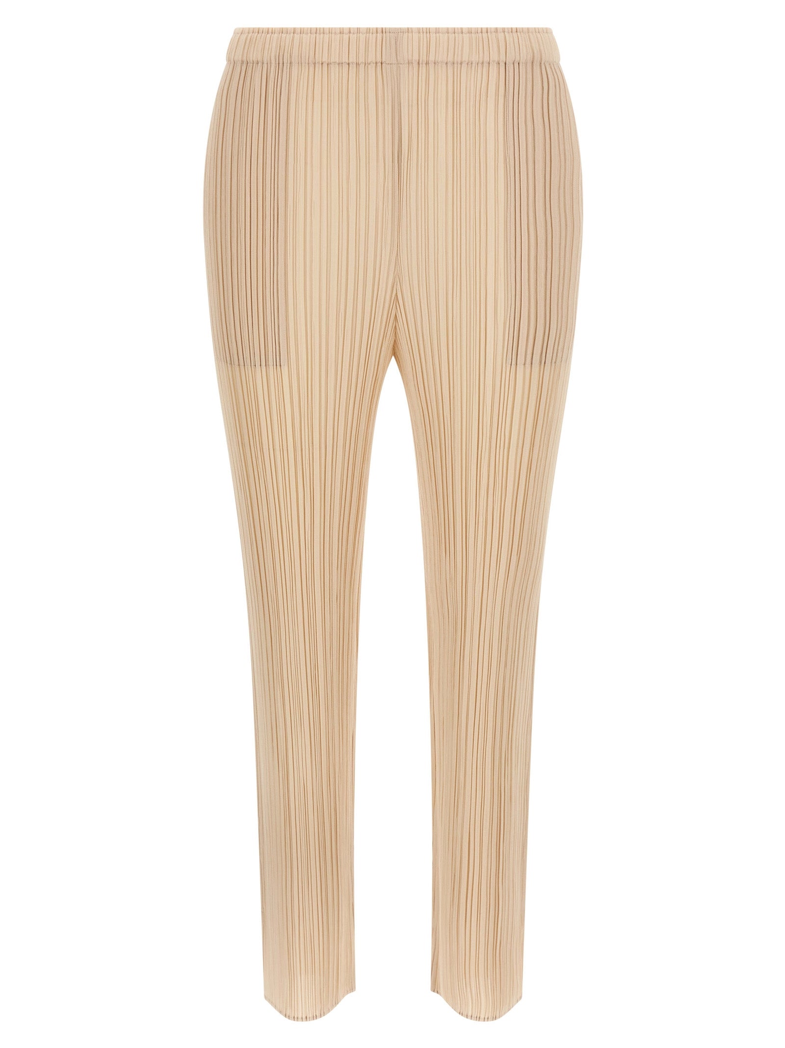 PLEATS PLEASE ISSEY MIYAKE Beige Polyester Casual Women's Pants