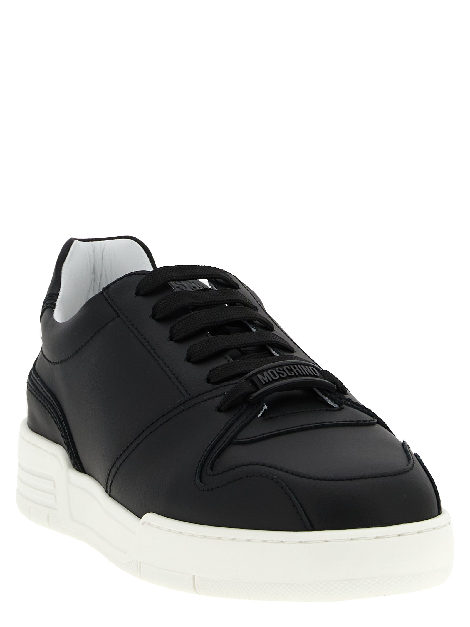 Moschino Black Leather Low Top Men's Sneakers