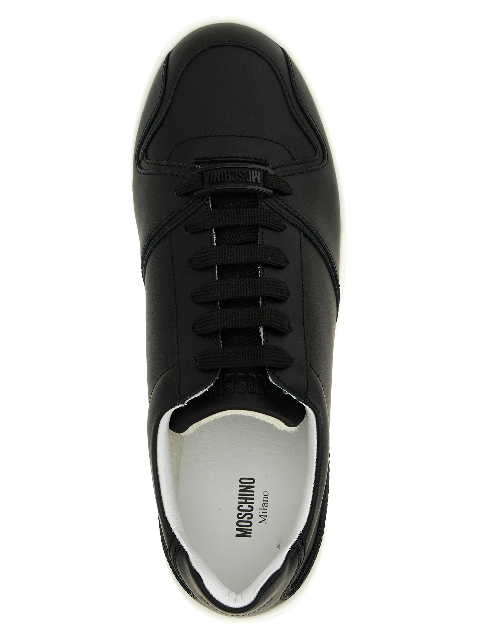 Moschino Black Leather Low Top Men's Sneakers
