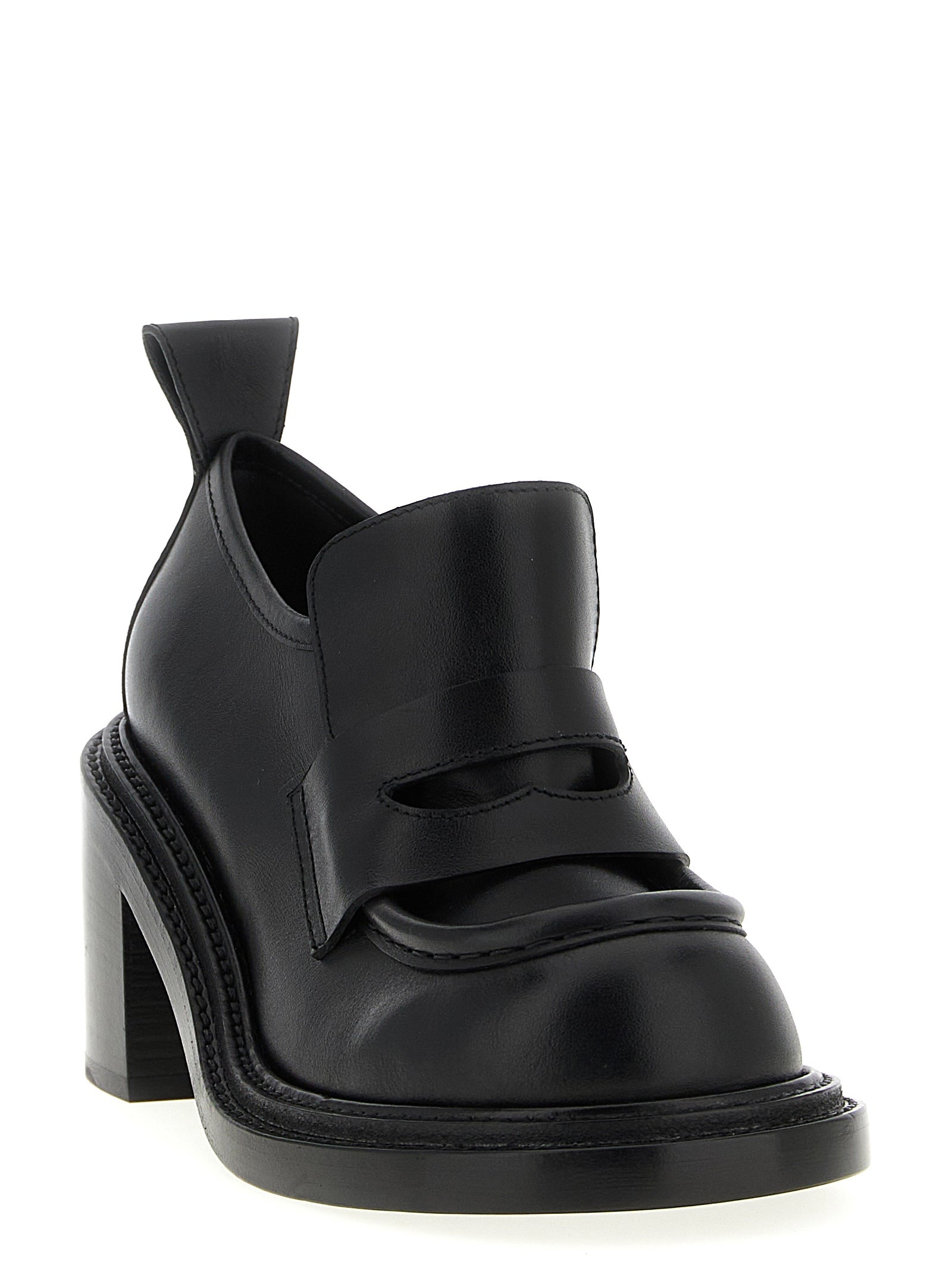 Moschino Black Leather Platform Women's Loafers