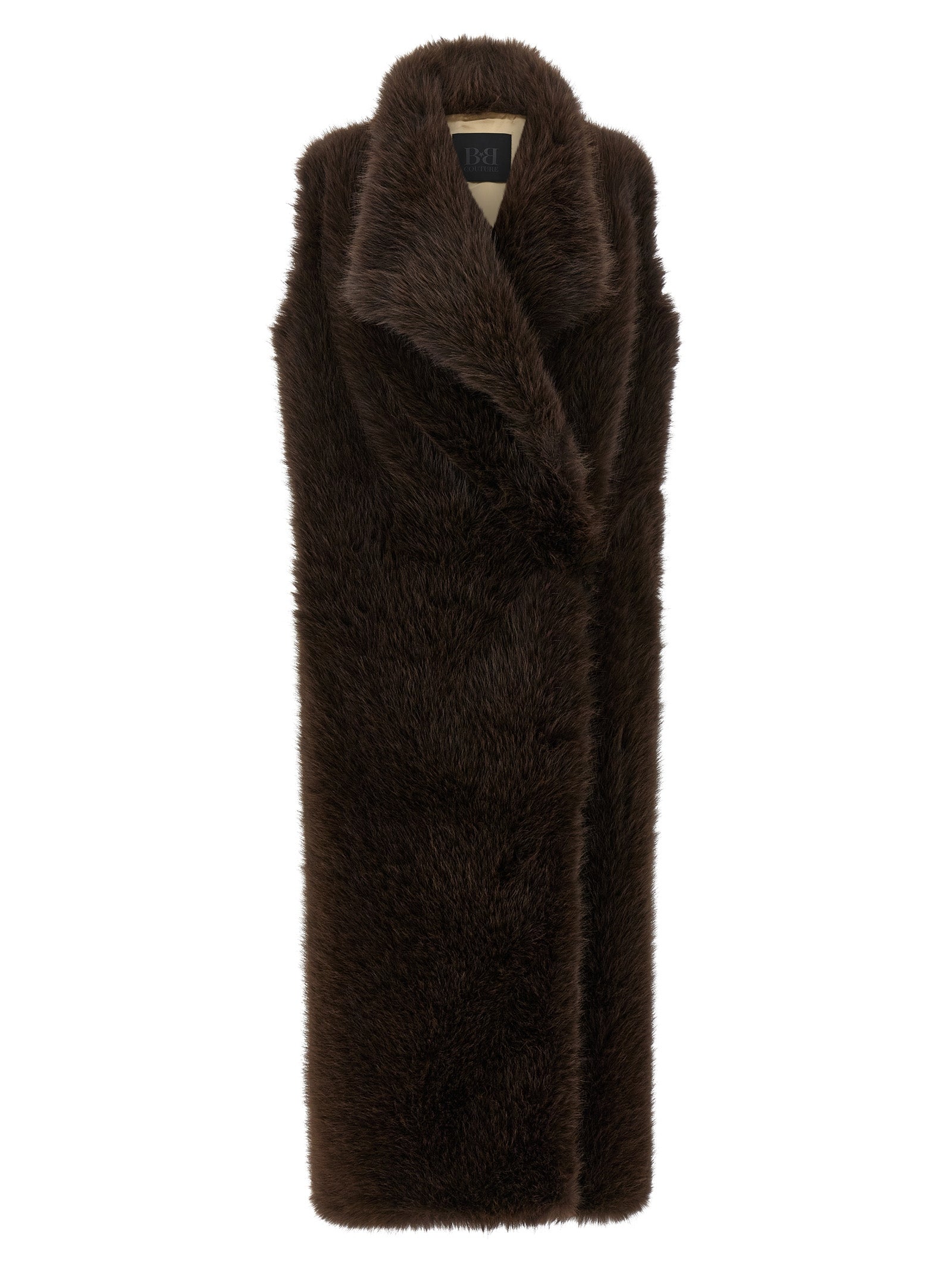 B&B COUTURE Brown Polyester Women's Coat