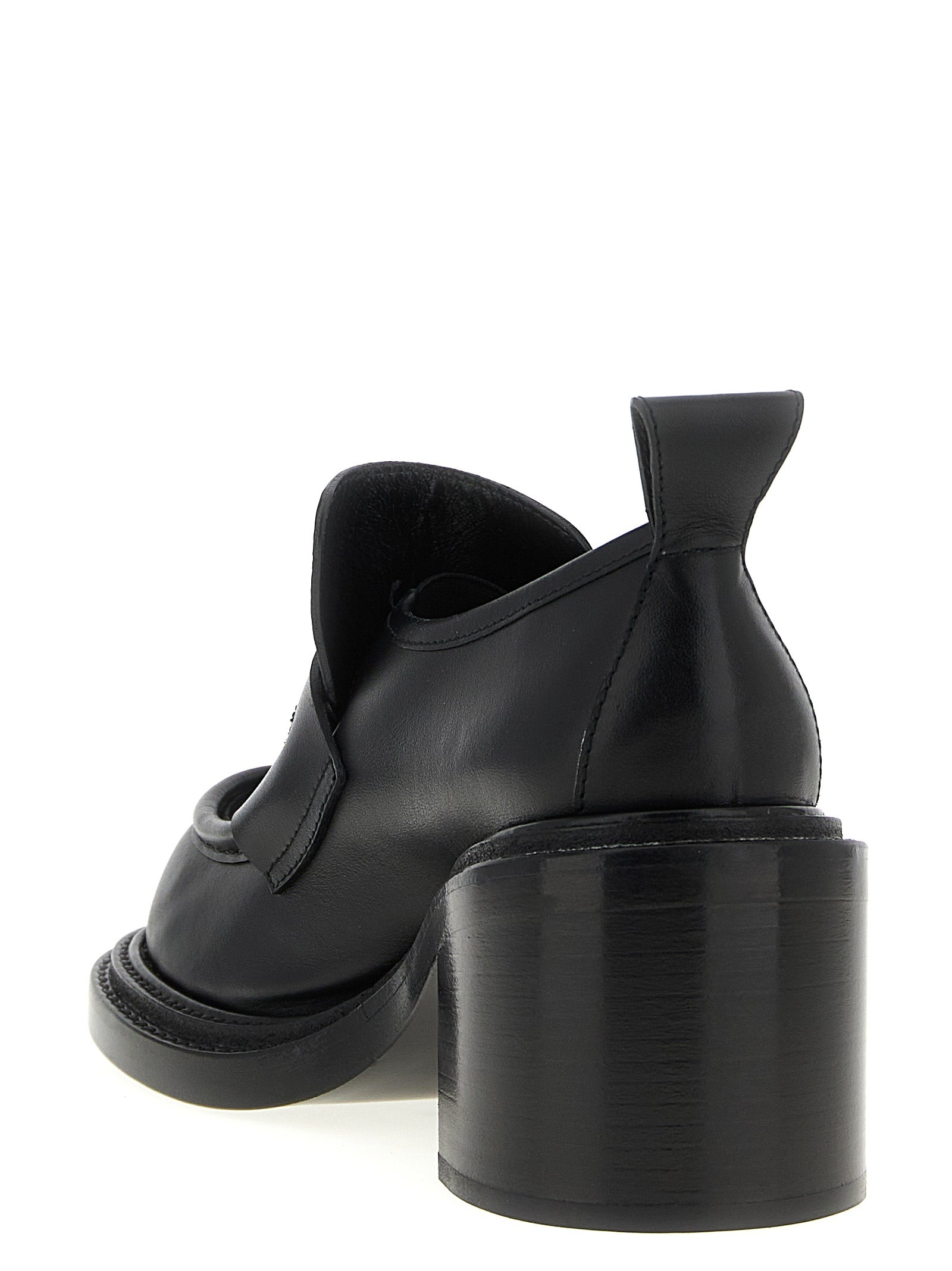 Moschino Black Leather Platform Women's Loafers
