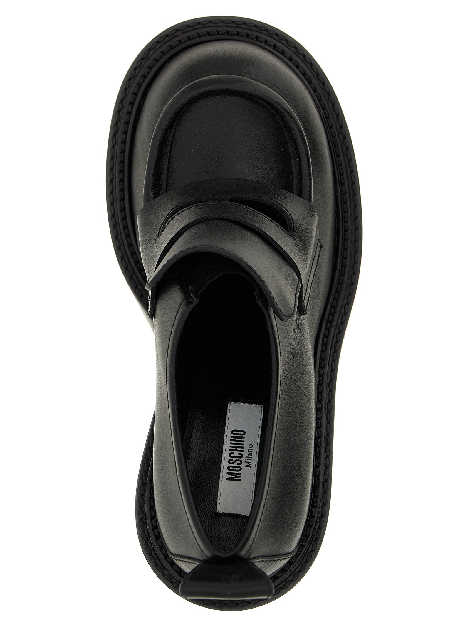 Moschino Black Leather Platform Women's Loafers