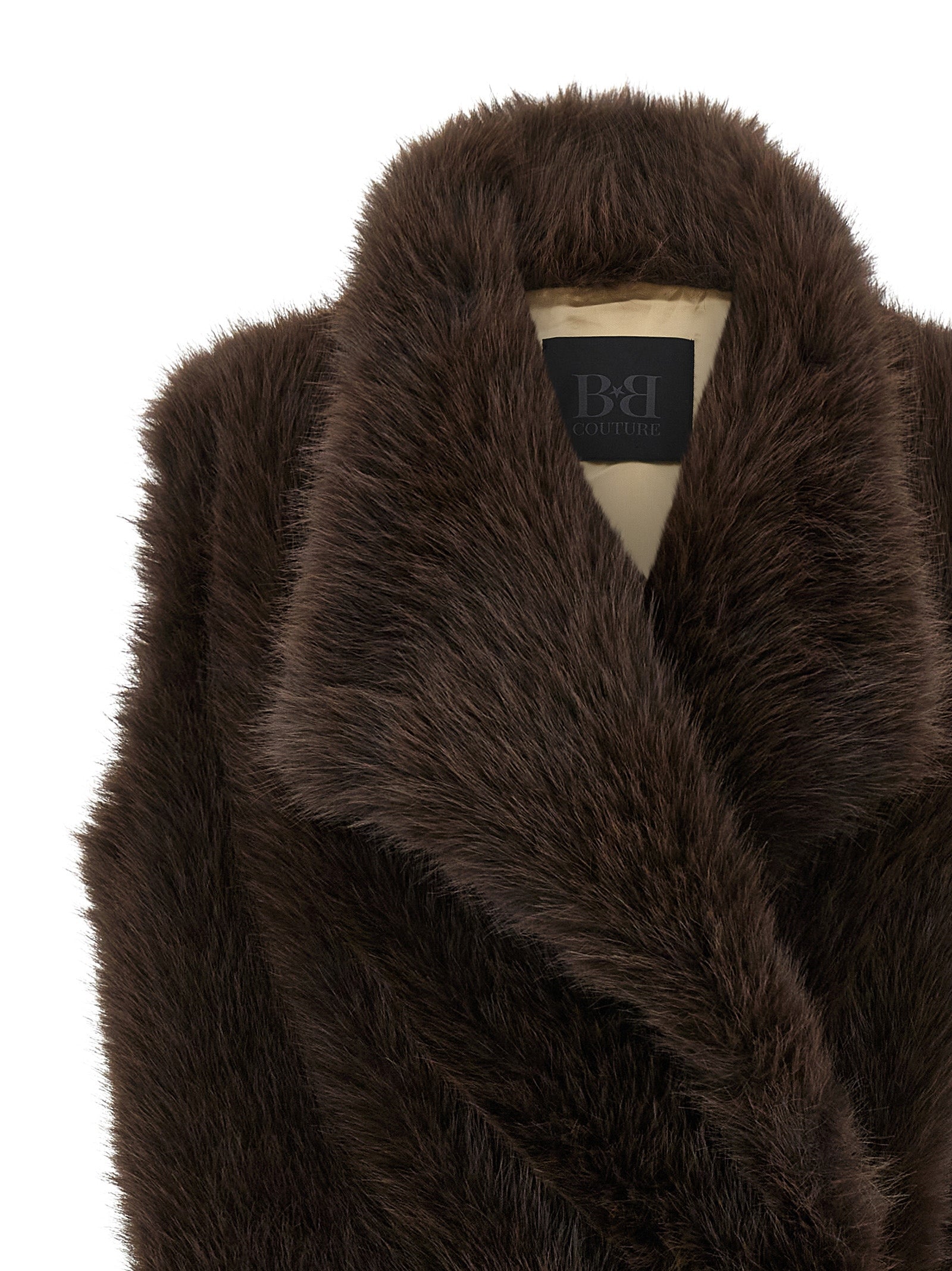 B&B COUTURE Brown Polyester Women's Coat