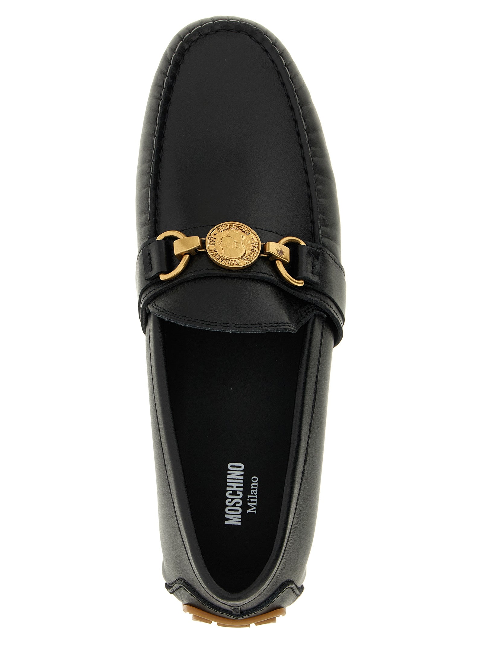 Moschino Black Leather Slip-On Men's Loafers