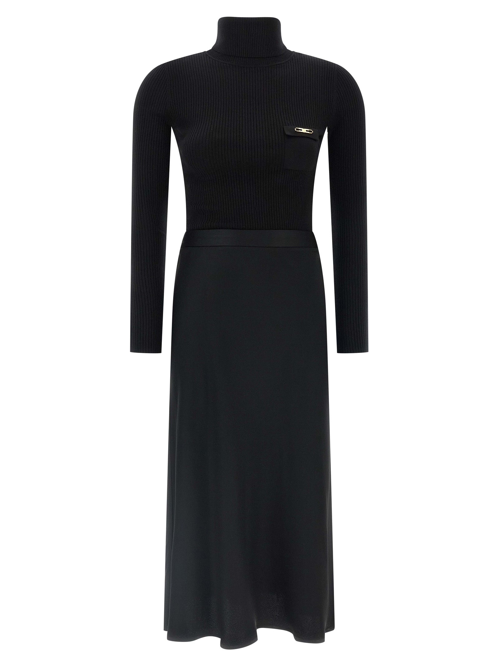 Elisabetta Franchi Black Lycra Midi Women's Dress