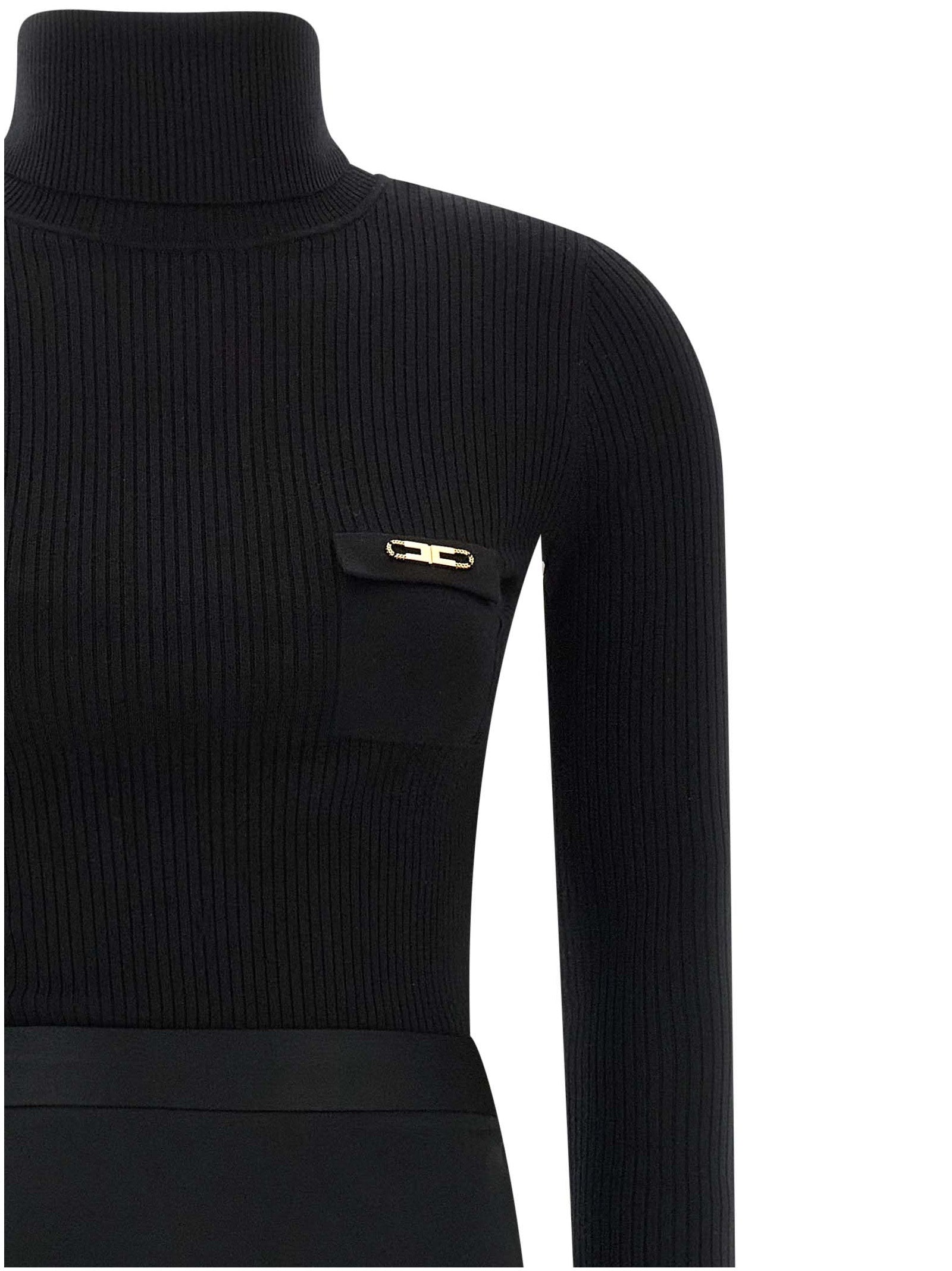 Elisabetta Franchi Black Lycra Midi Women's Dress