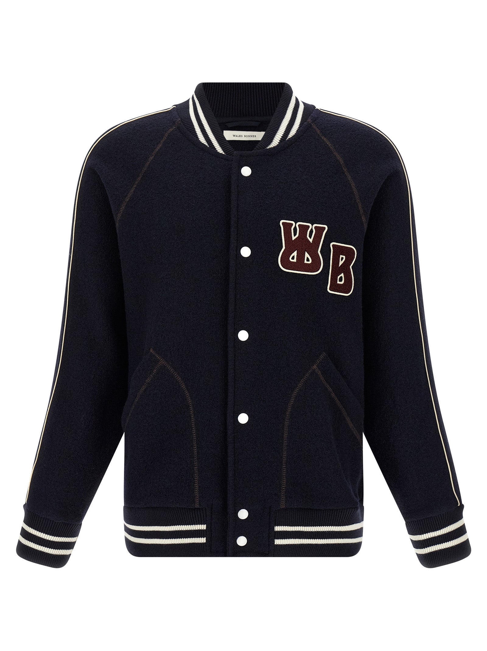 WALES BONNER Blue Virgin Wool Men's Bomber