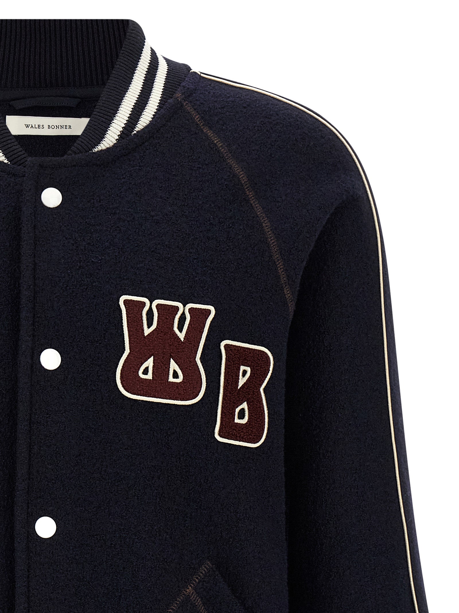 WALES BONNER Blue Virgin Wool Men's Bomber
