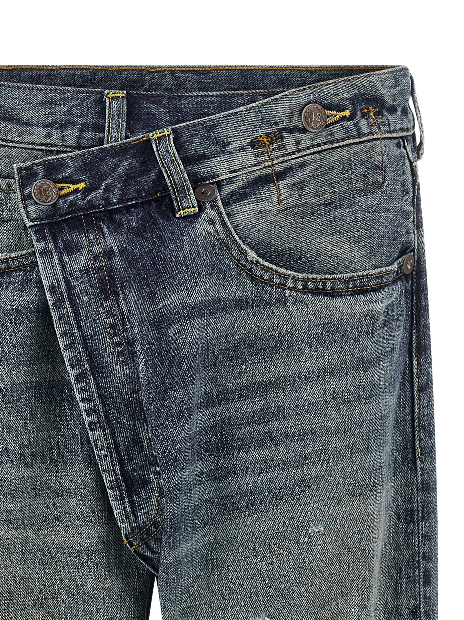 R13 Blue Cotton Straight-Leg Women's Jeans