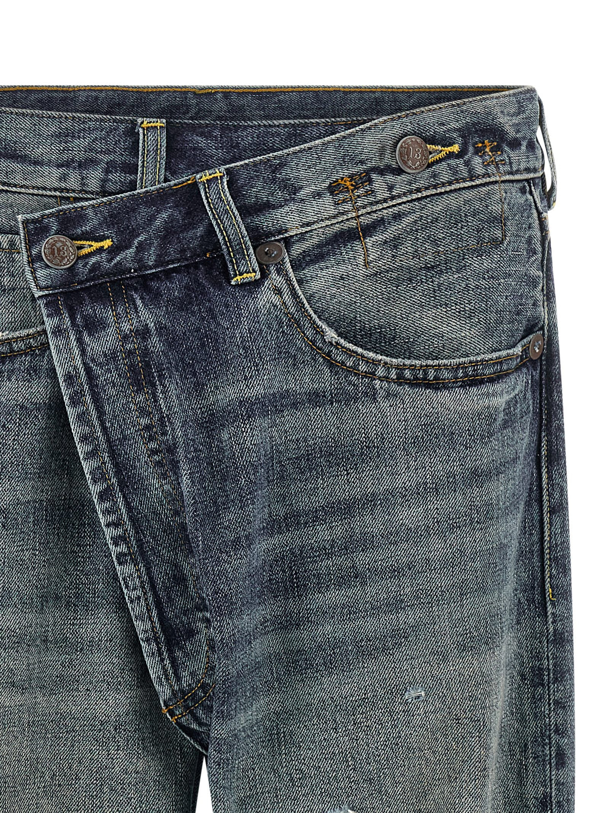 R13 Blue Cotton Straight-Leg Women's Jeans