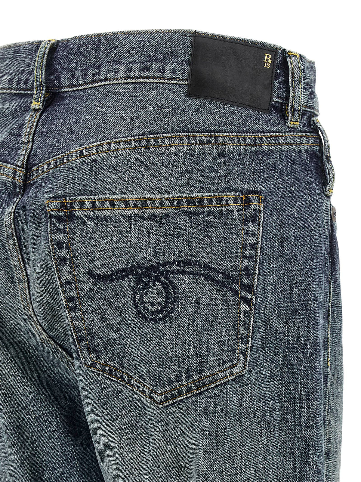 R13 Blue Cotton Straight-Leg Women's Jeans