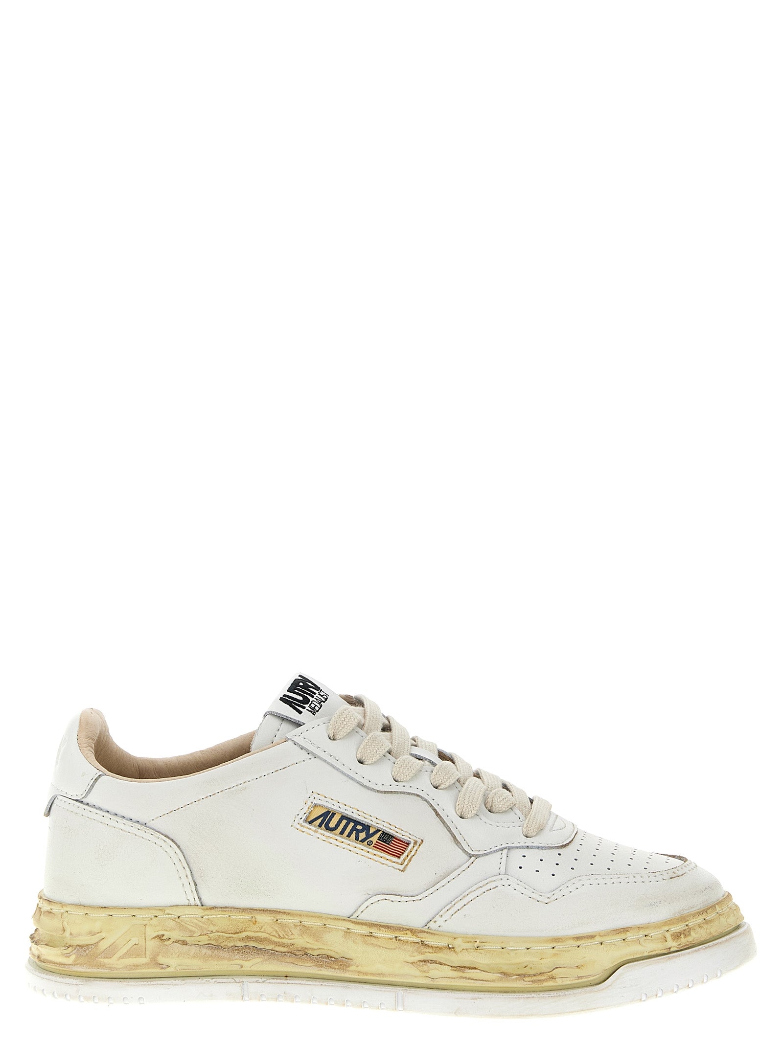 Autry White Goatskin Low Top Men's Sneakers