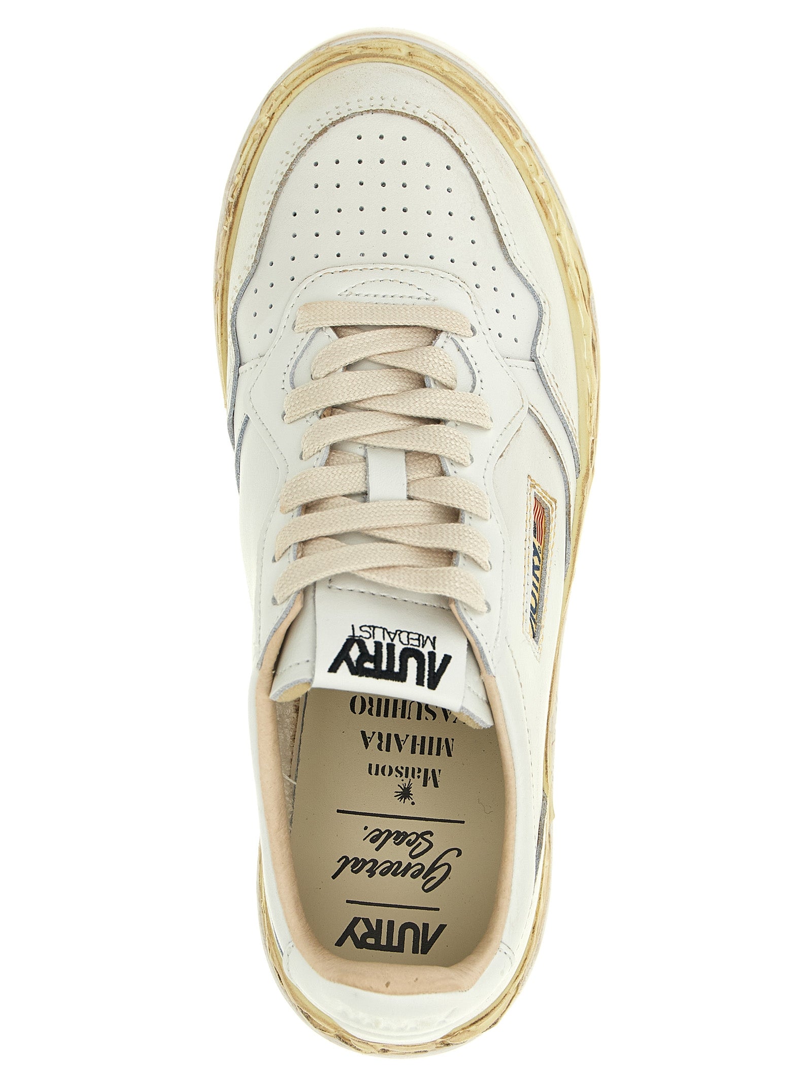 Autry White Goatskin Low Top Men's Sneakers