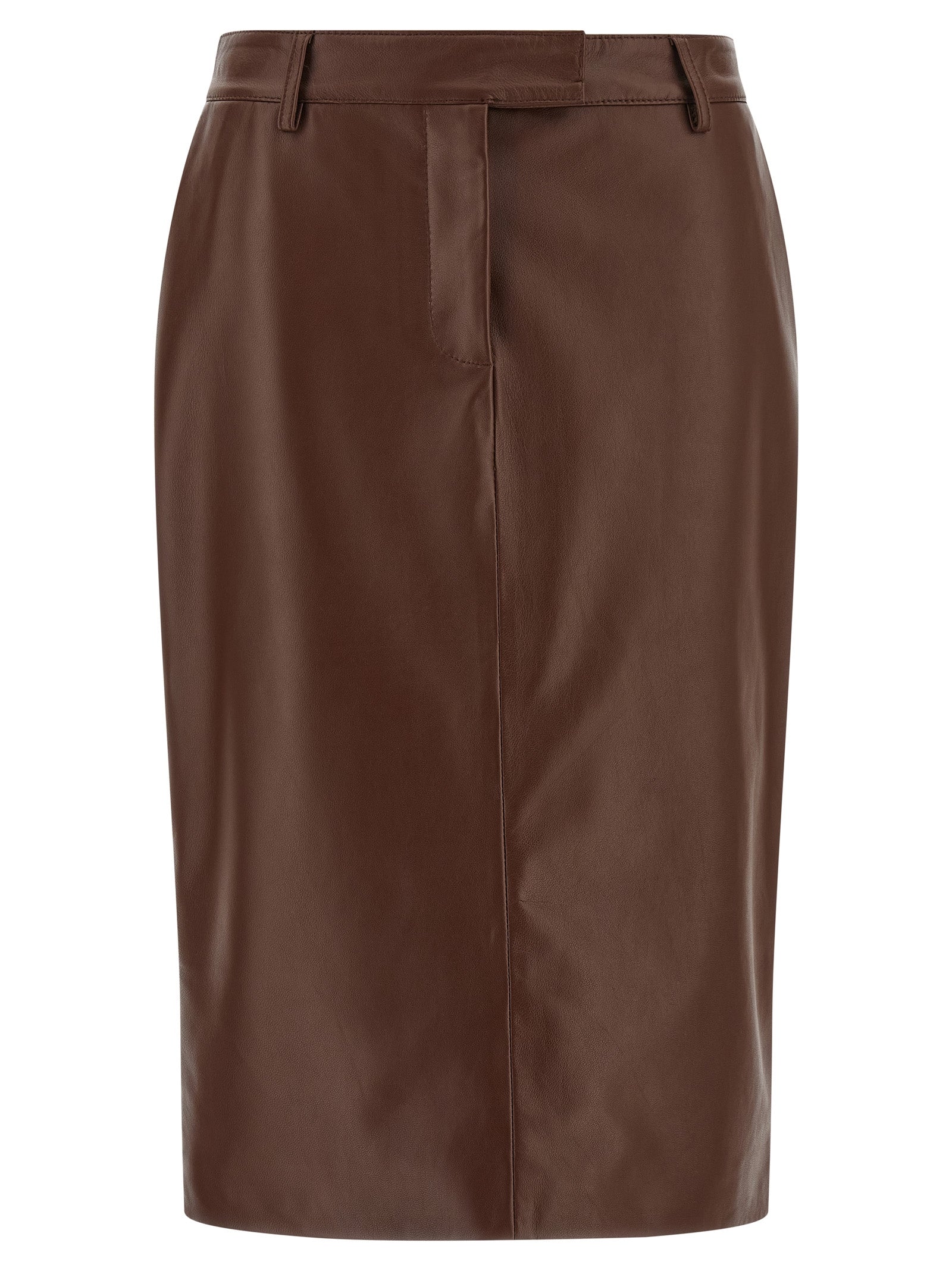 Giuseppe Di Morabito Brown Leather Midi Women's Skirt