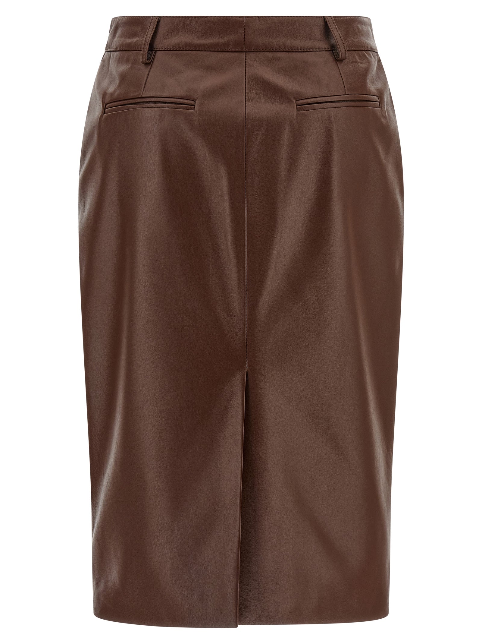 Giuseppe Di Morabito Brown Leather Midi Women's Skirt