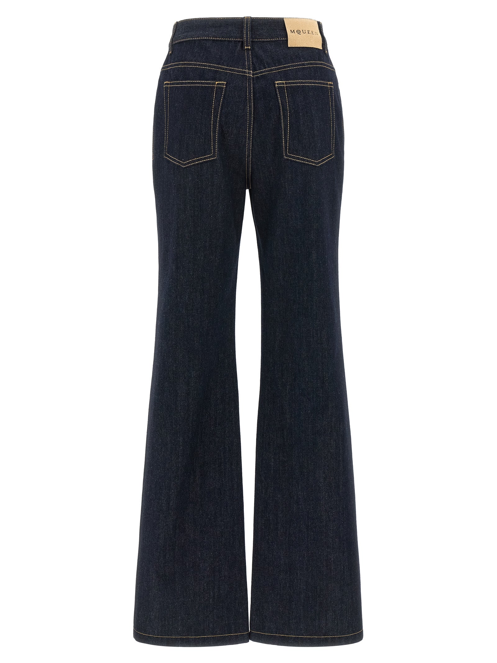 Alexander McQueen Blue Cotton Flared Women's Jeans