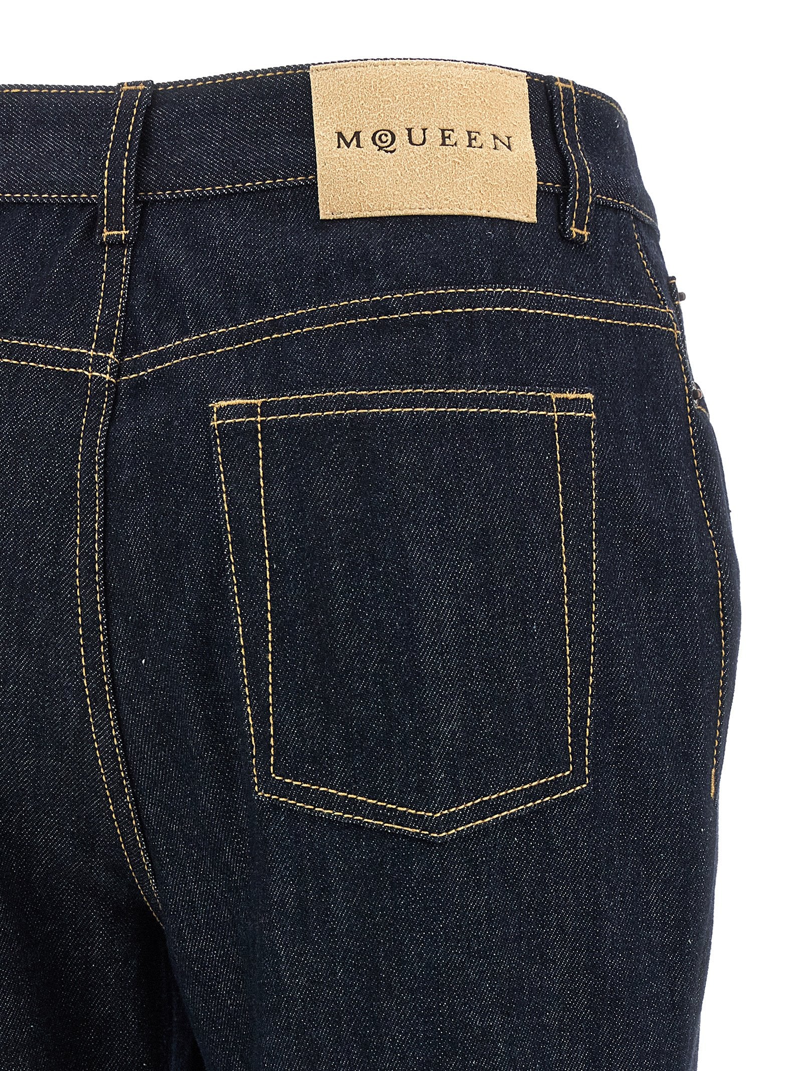 Alexander McQueen Blue Cotton Flared Women's Jeans