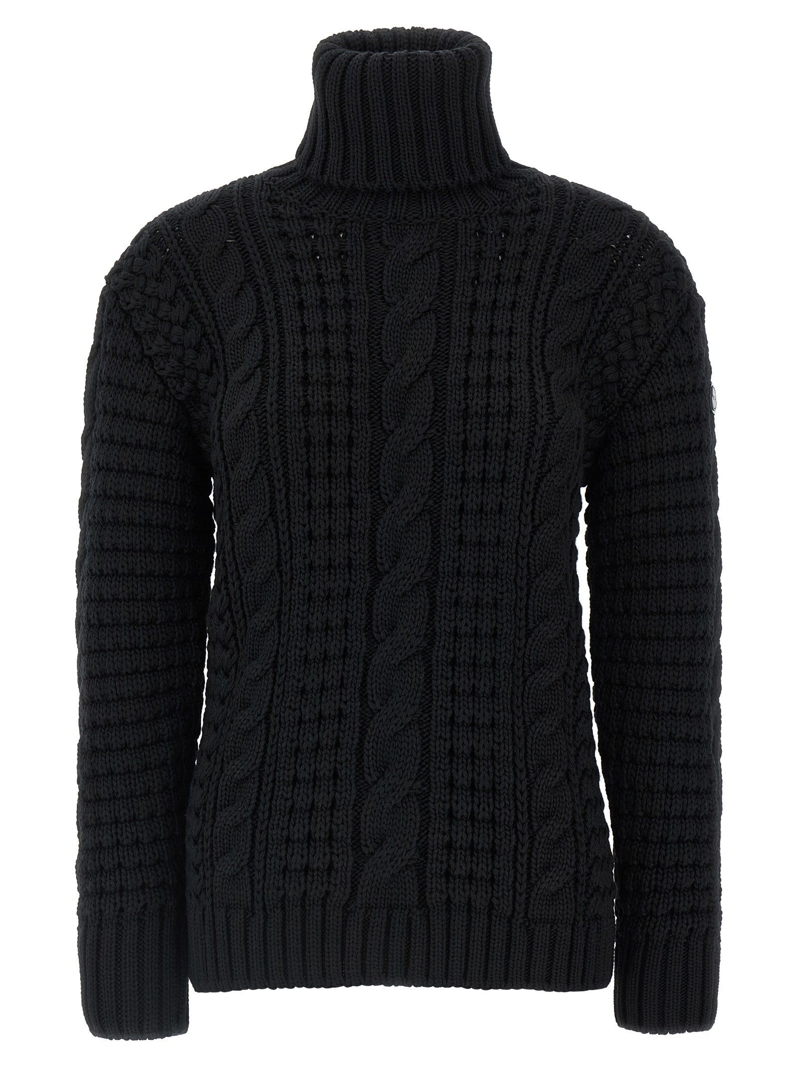 MONCLER GENIUS Black Virgin Wool Women's Cardigan