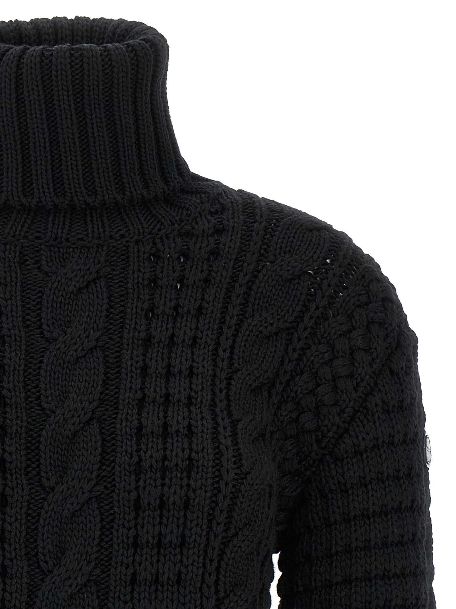 MONCLER GENIUS Black Virgin Wool Women's Cardigan