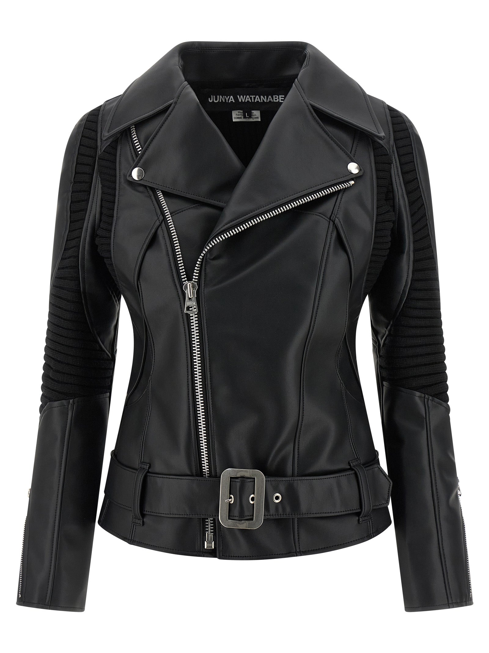 Junya Watanabe Black Artificial Leather Biker Women's Jacket