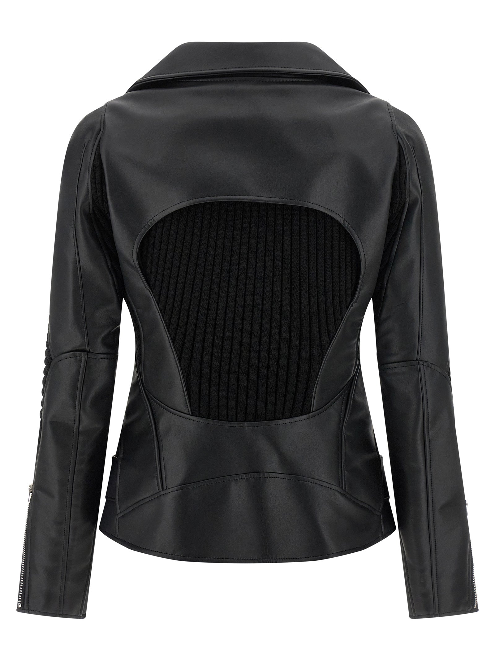 Junya Watanabe Black Artificial Leather Biker Women's Jacket